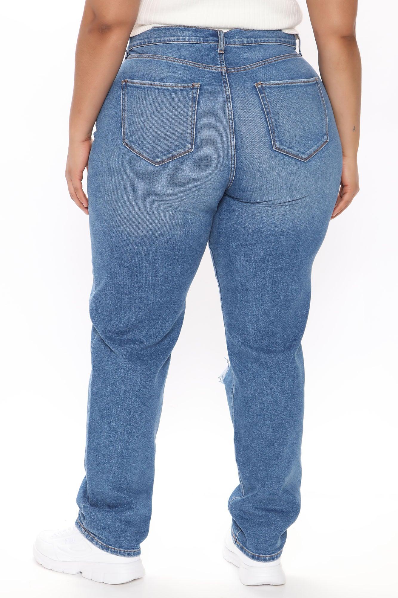 Tall Hometown Cutie Destroyed Mom Jeans - Medium Blue Wash Product Image