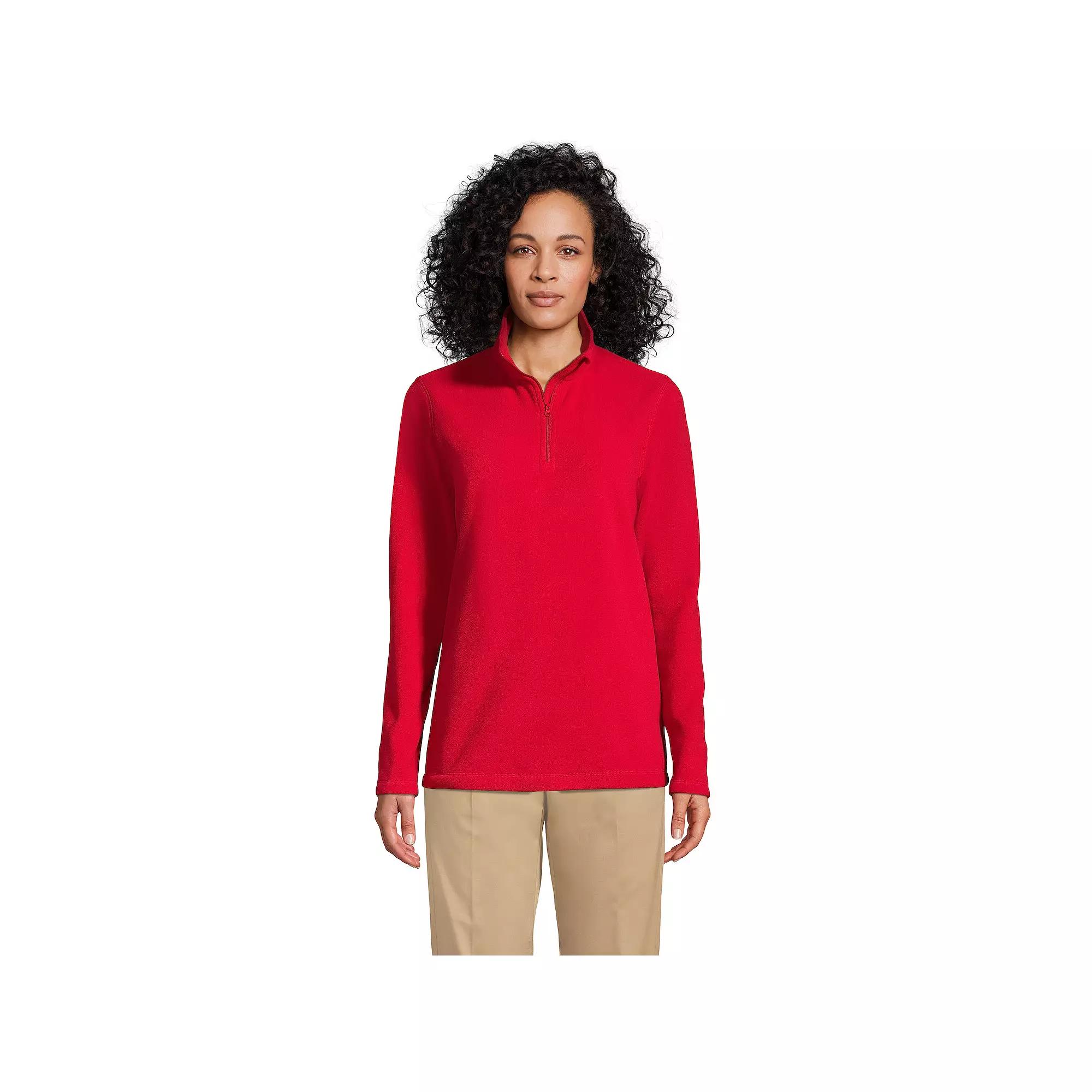 Women's Lands' End Lightweight Fleece Quarter Zip Pullover,  Product Image