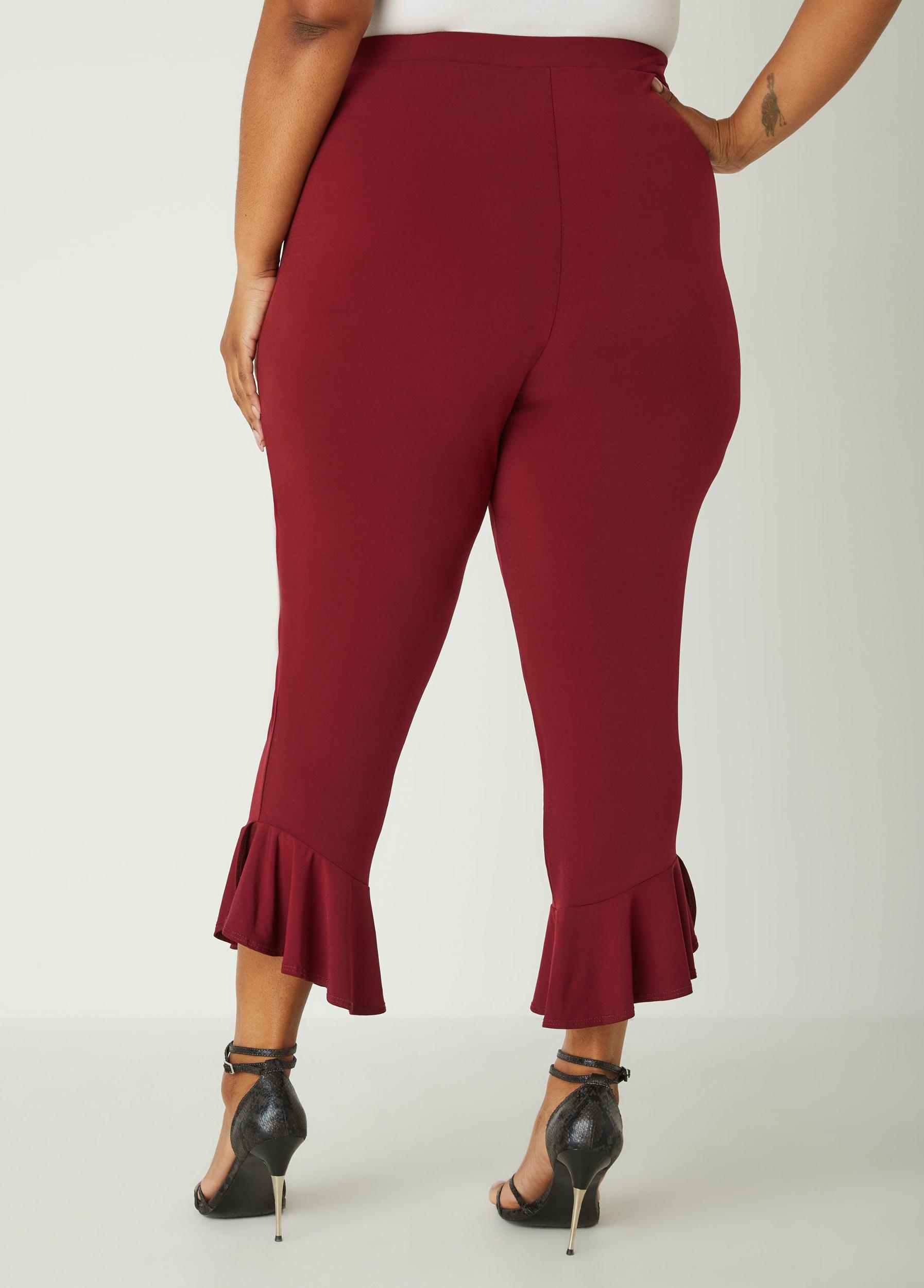 Ruffle Trimmed High Waist Leggings Product Image