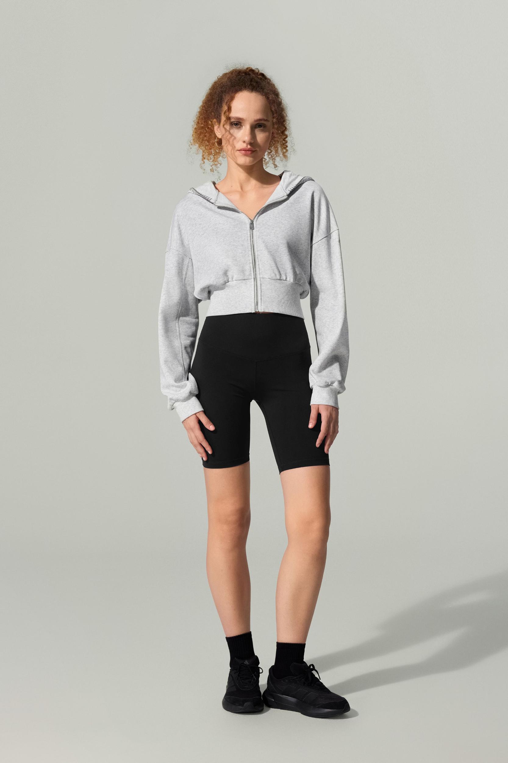 LILYSILK SILKERRY Womens Cropped Zip Up Hoodie | 100% Silk Loops | Cozy Zip-Up Jacket | Espresso L Product Image