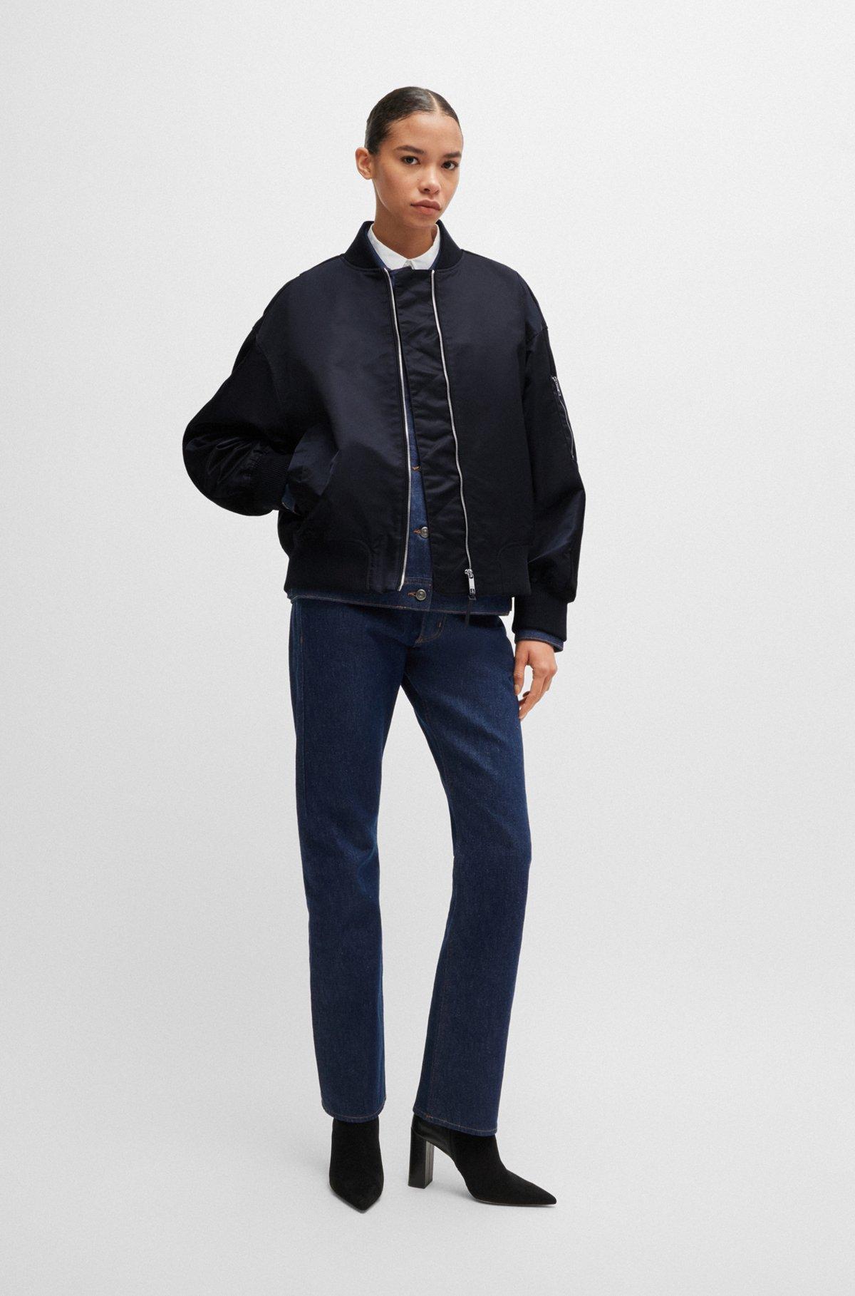 Water-repellent bomber jacket with zipped sleeve pocket Product Image