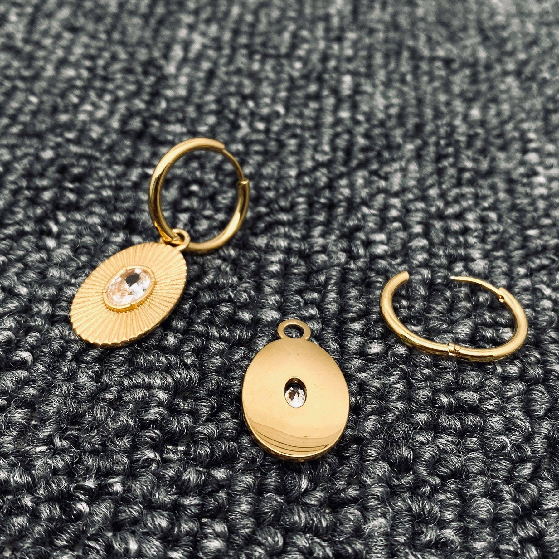 18K Gold Plated Oval Huggie Earrings Product Image