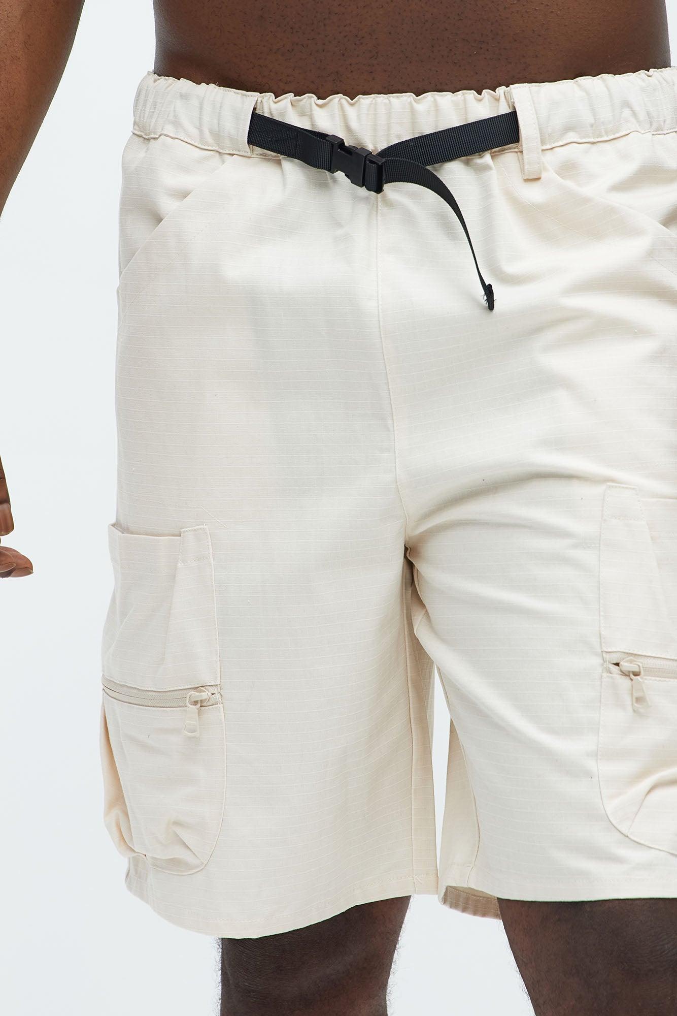 Stacked Ripstop Relaxed Cargo Shorts - Khaki Product Image