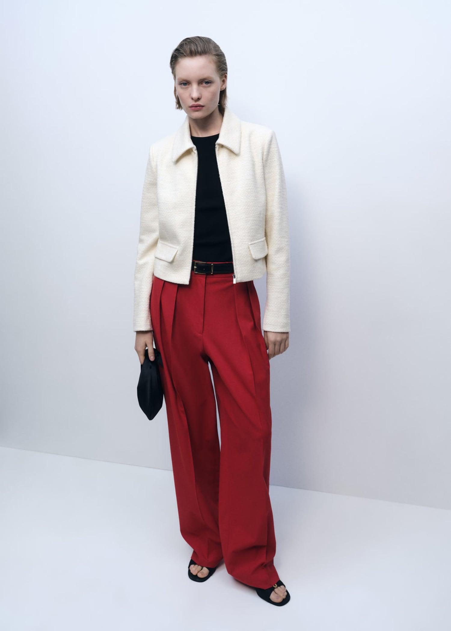 Cotton-blend jacket with lapel - Women | MANGO USA Product Image