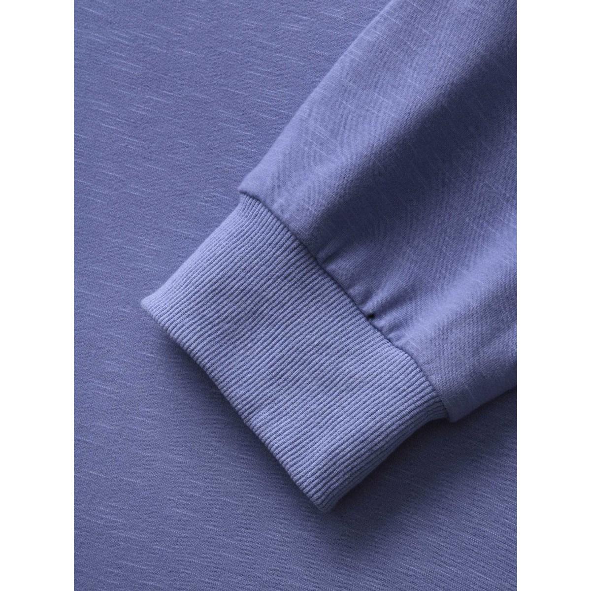 Plus Size Plain Notched Collar Button Up Sweatshirt Women Bluepurple Casual Patchwork Notched collar Everyday Sweatshirts BloomChic 10/M Product Image