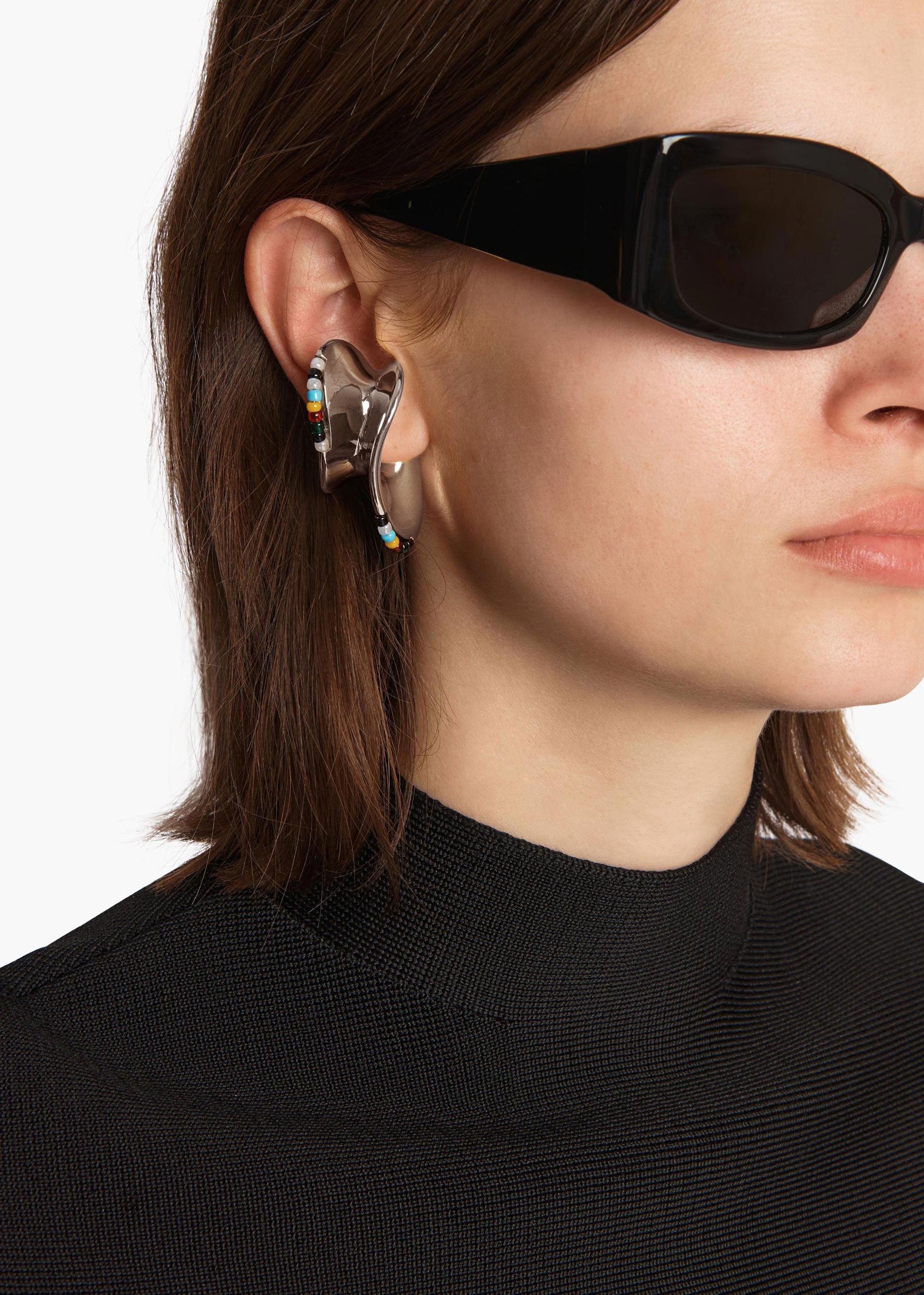 Shadow Right Ear Cuff with Beads in Silver Product Image