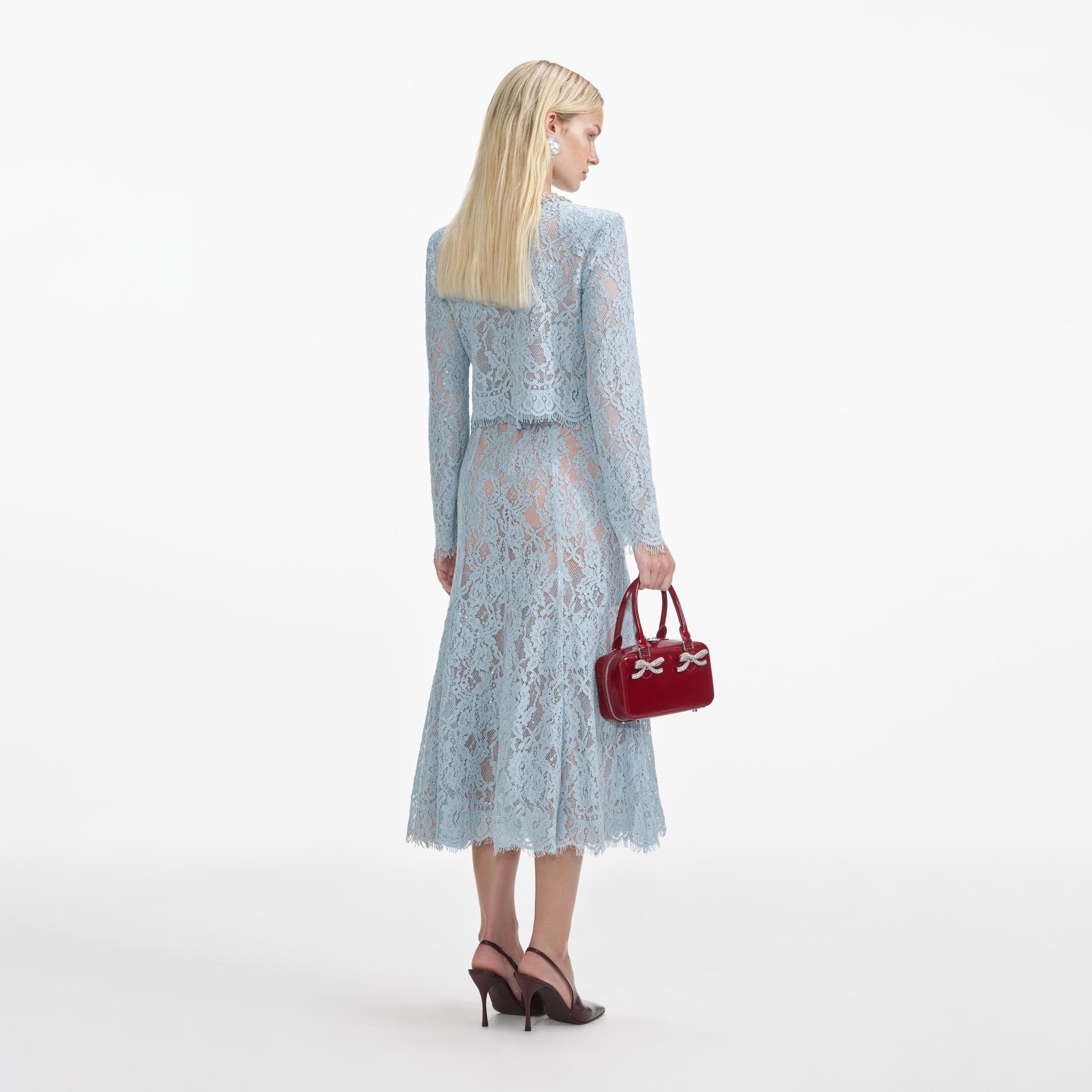 Blue Lace Embellished Top Product Image