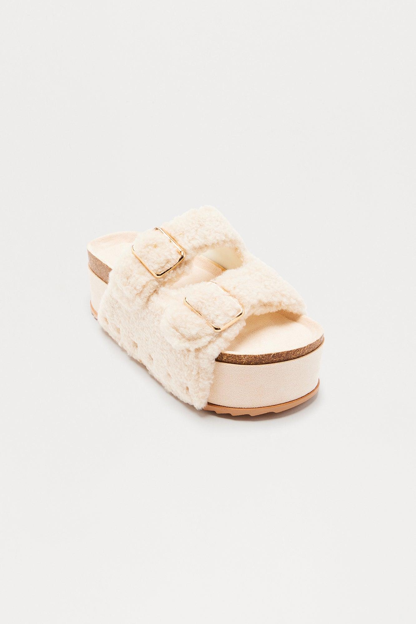 Deacon Sherpa Platform Slides - Ivory Female Product Image