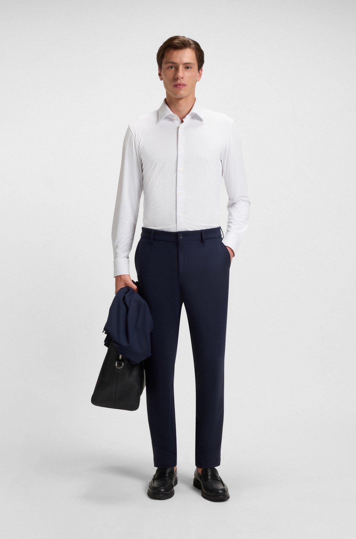 Slim-fit shirt in textured performance-stretch jersey Product Image