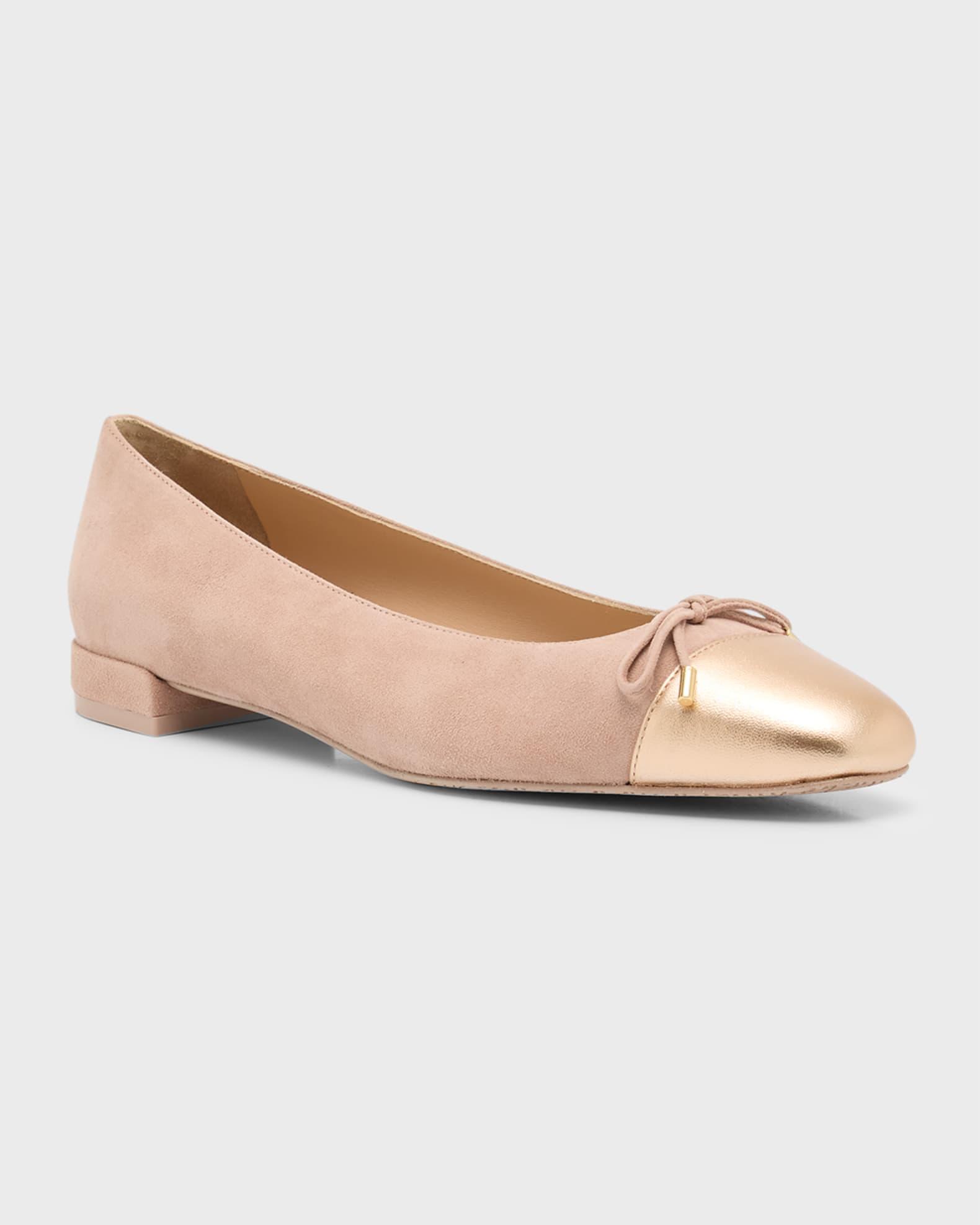 Sleek Bicolor Bow Ballerina Flats Product Image