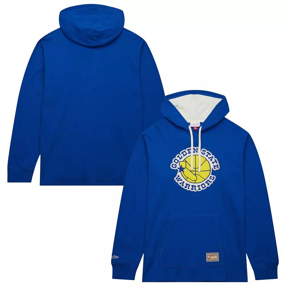 Men's Mitchell & Ness Royal Golden State Warriors Hardwood Classics Lightweight Thermal Pullover Hoodie,  Product Image