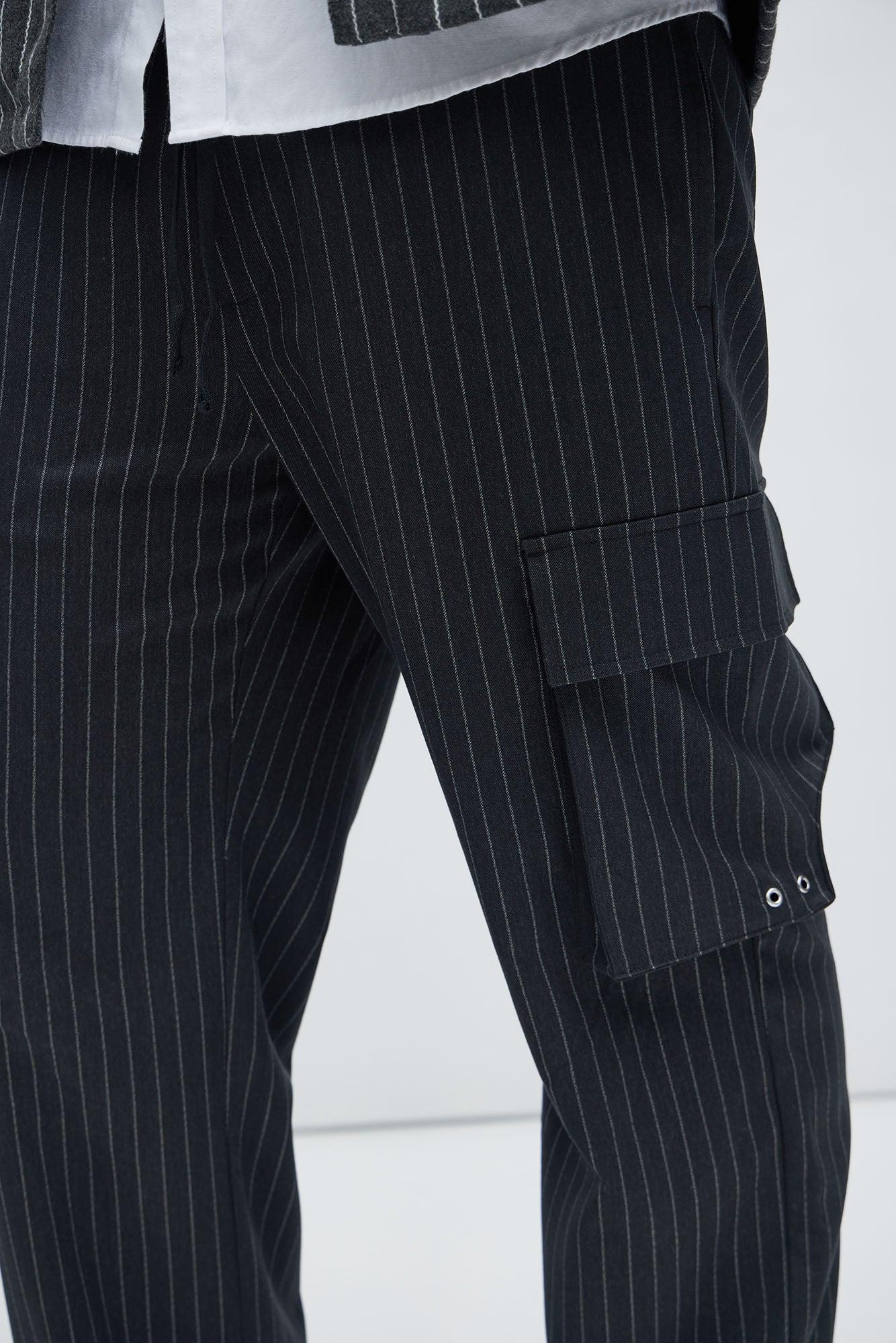 Perth Pinstripes Relaxed Cargo Pants - Black/combo Product Image