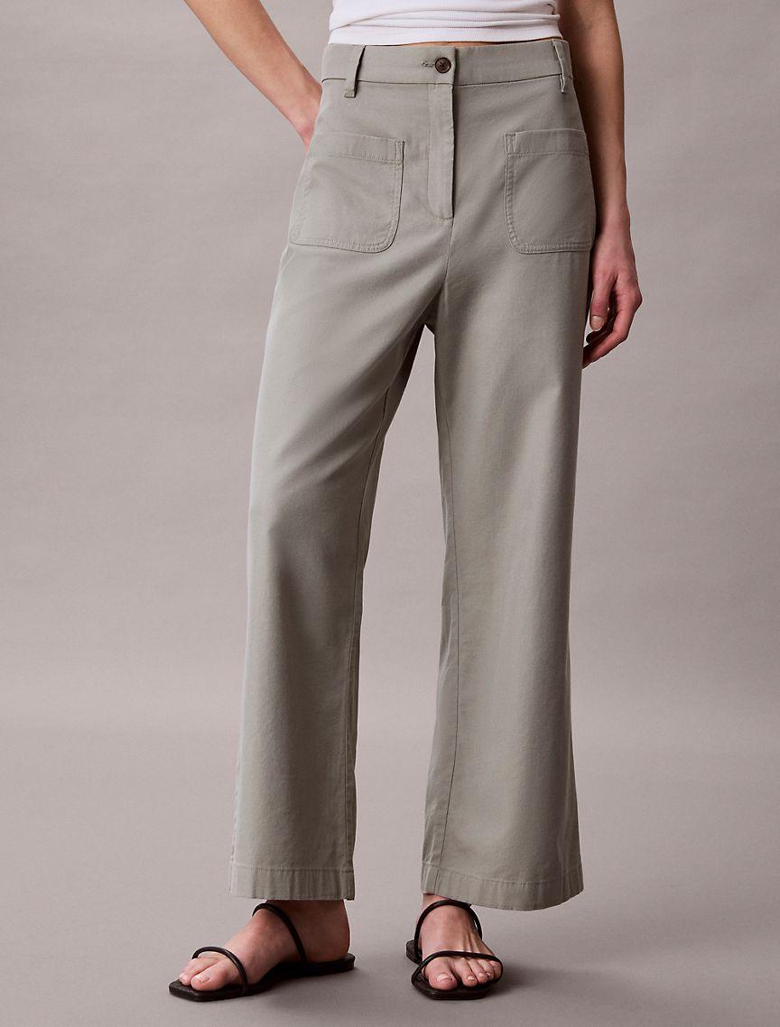 Twill Wide Leg Pants Product Image