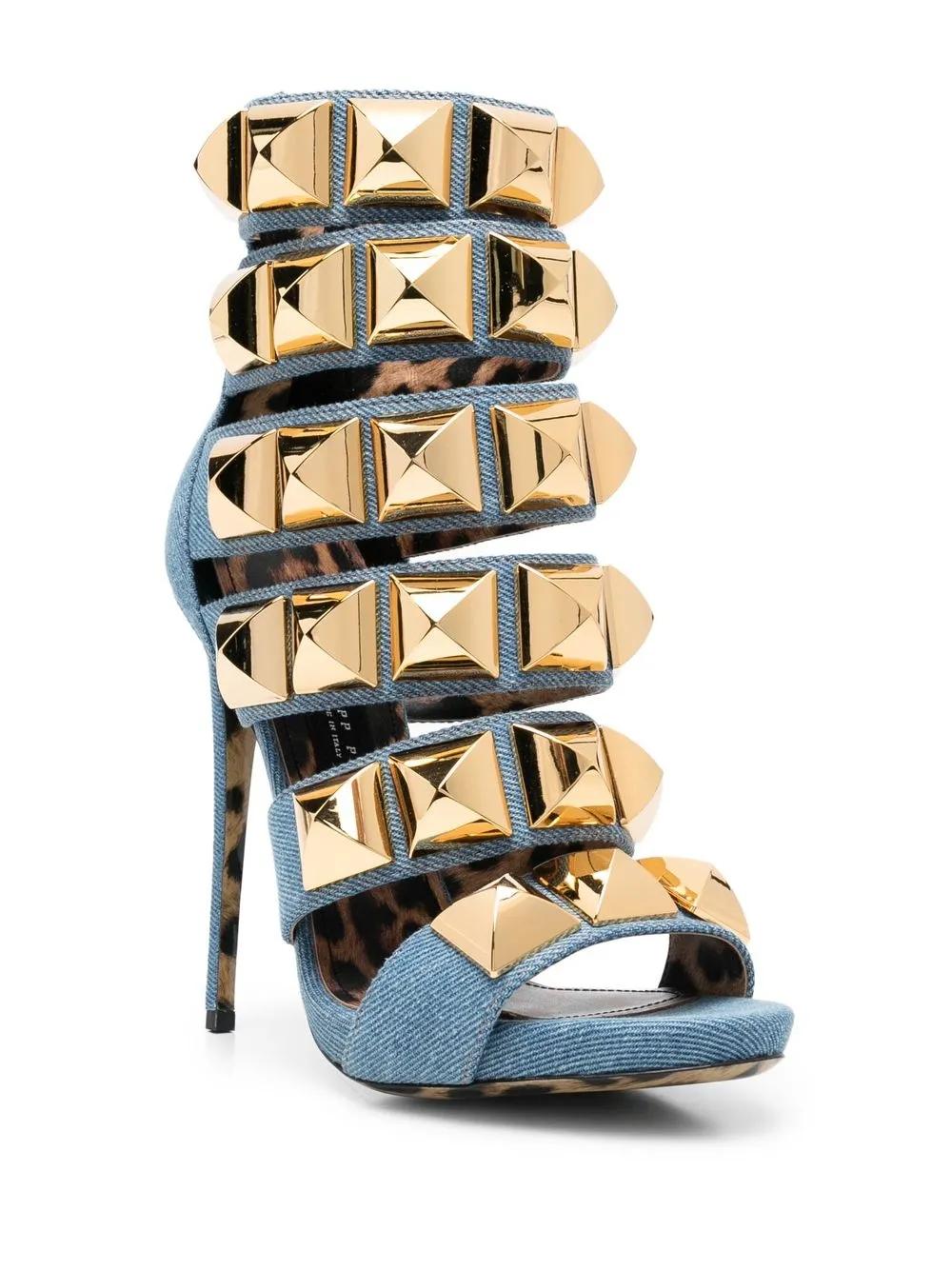 studded denim 120mm  sandals Product Image