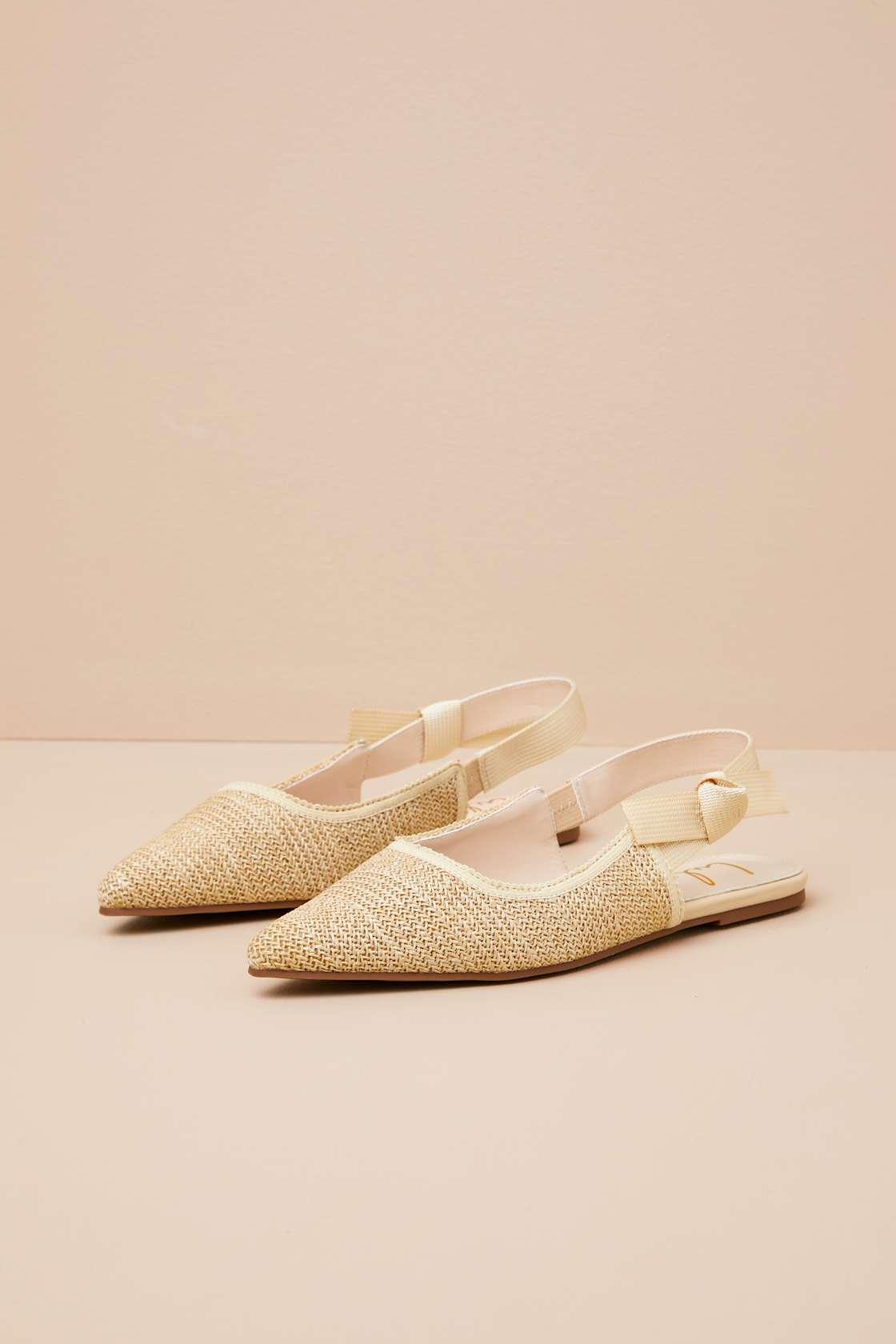 Galloway Natural Raffia Pointed-Toe Slingback Flats Product Image