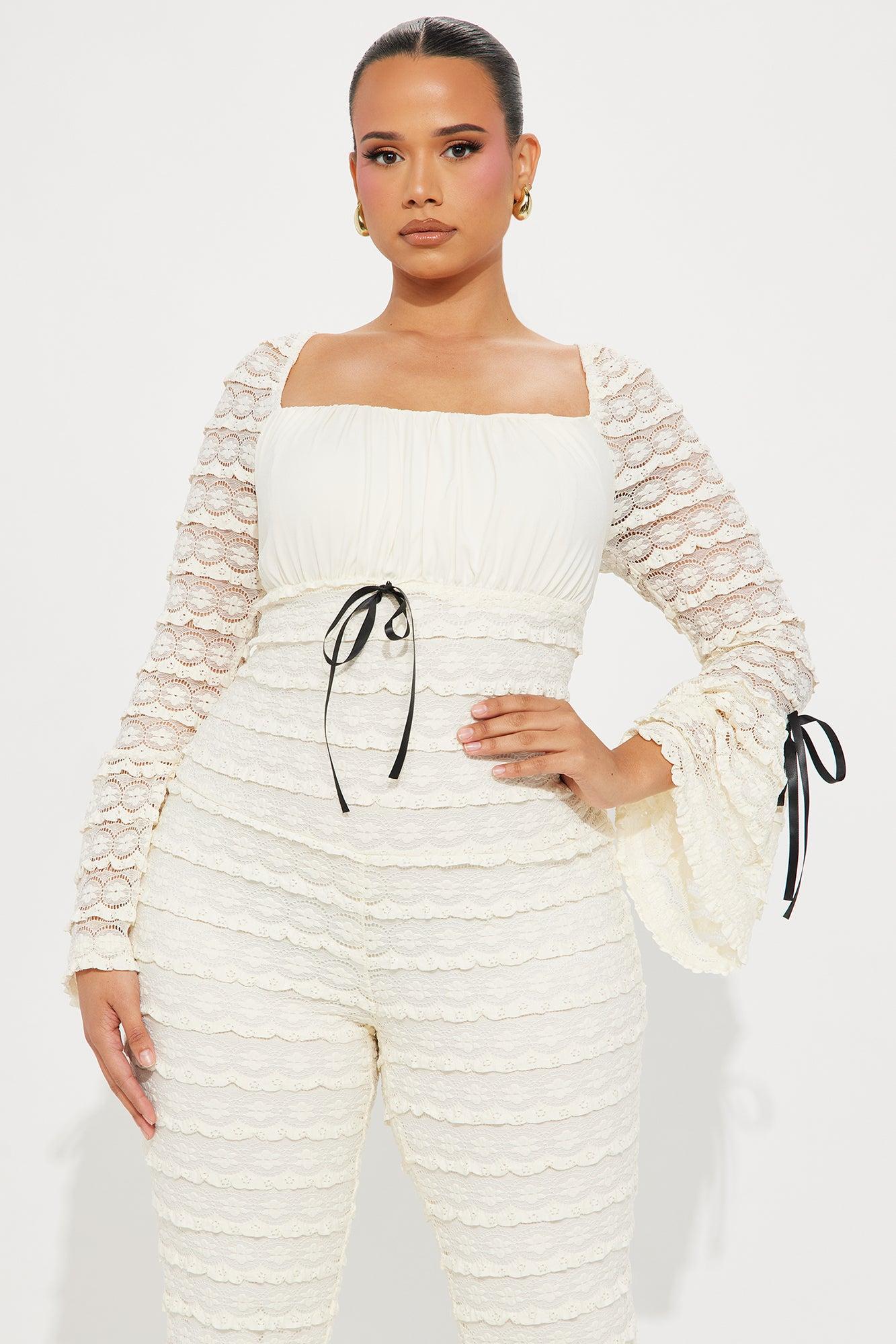 Espresso Lace Jumpsuit - Ivory Product Image