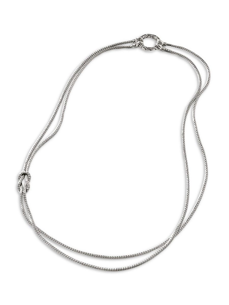 Womens Love Knot Sterling Silver Double-Chain Necklace Product Image