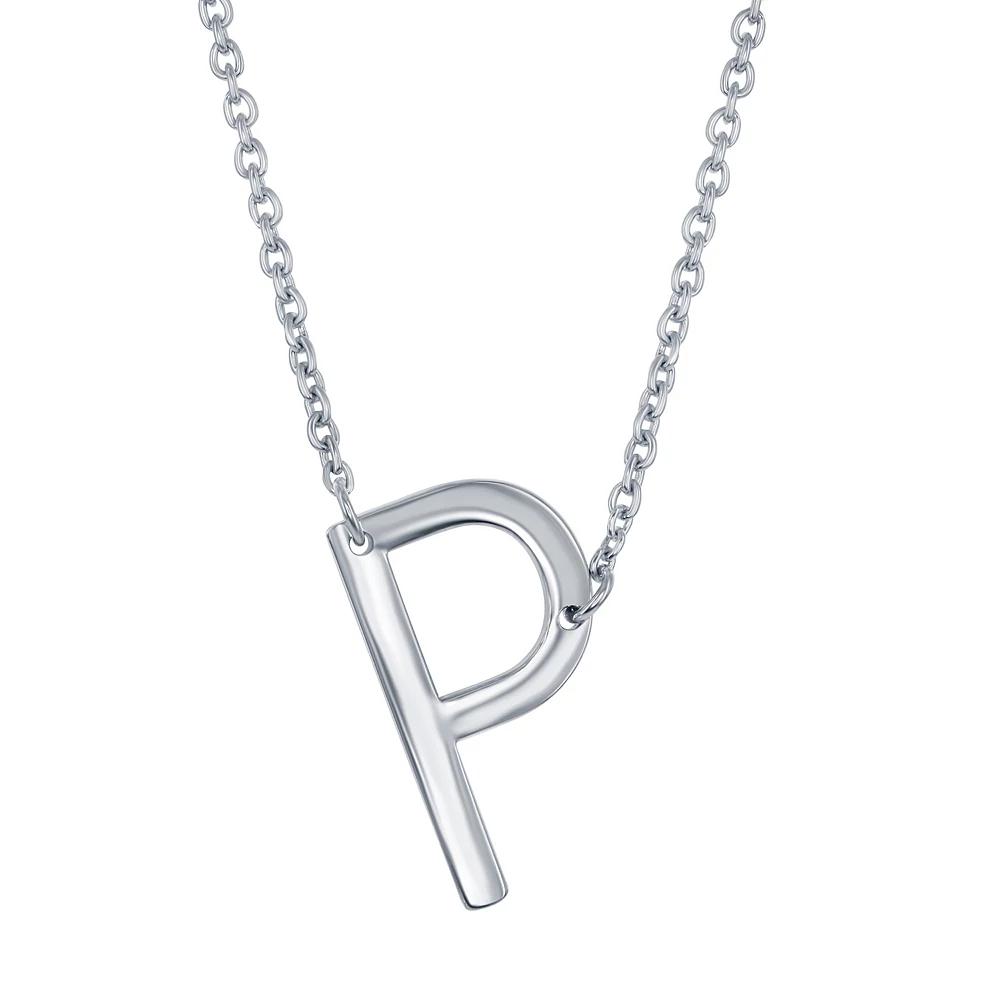 Sterling Silver Sideways Initial Necklace, Women's, Size: 16-18" ADJ, Sterling P Product Image