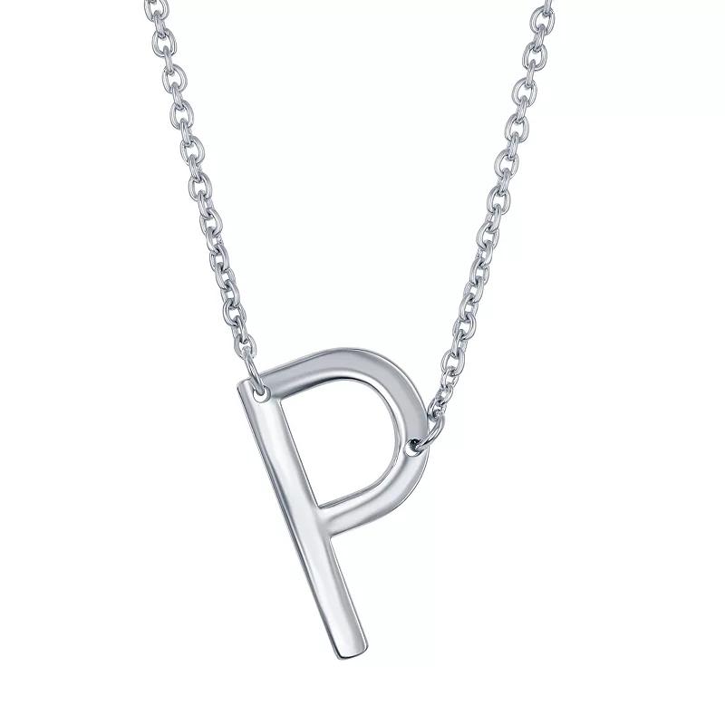 Sterling Silver Sideways Initial Necklace, Women's, Size: 16-18" ADJ, Sterling P Product Image