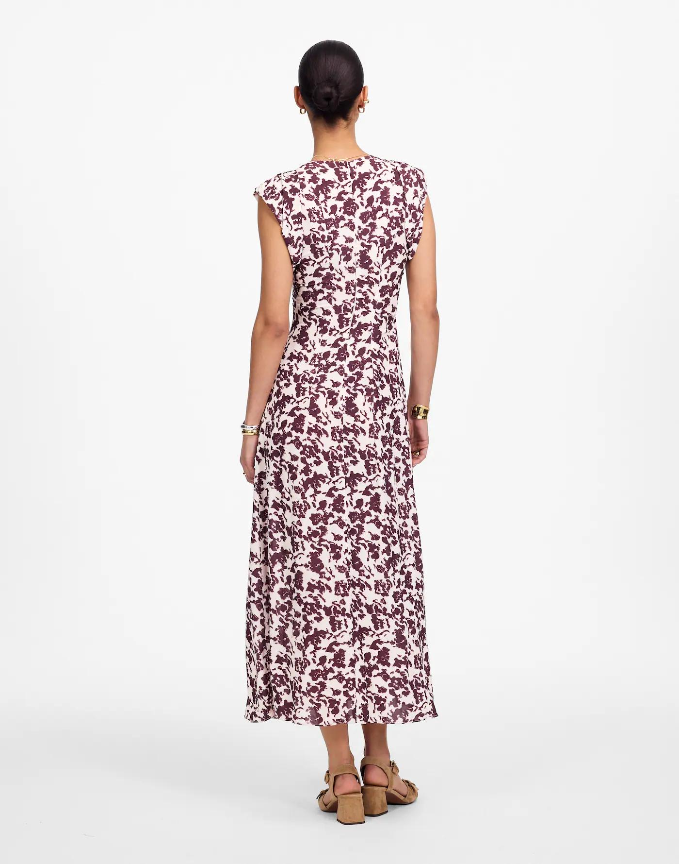 Ruched Flutter Sleeve Midi Dress Product Image