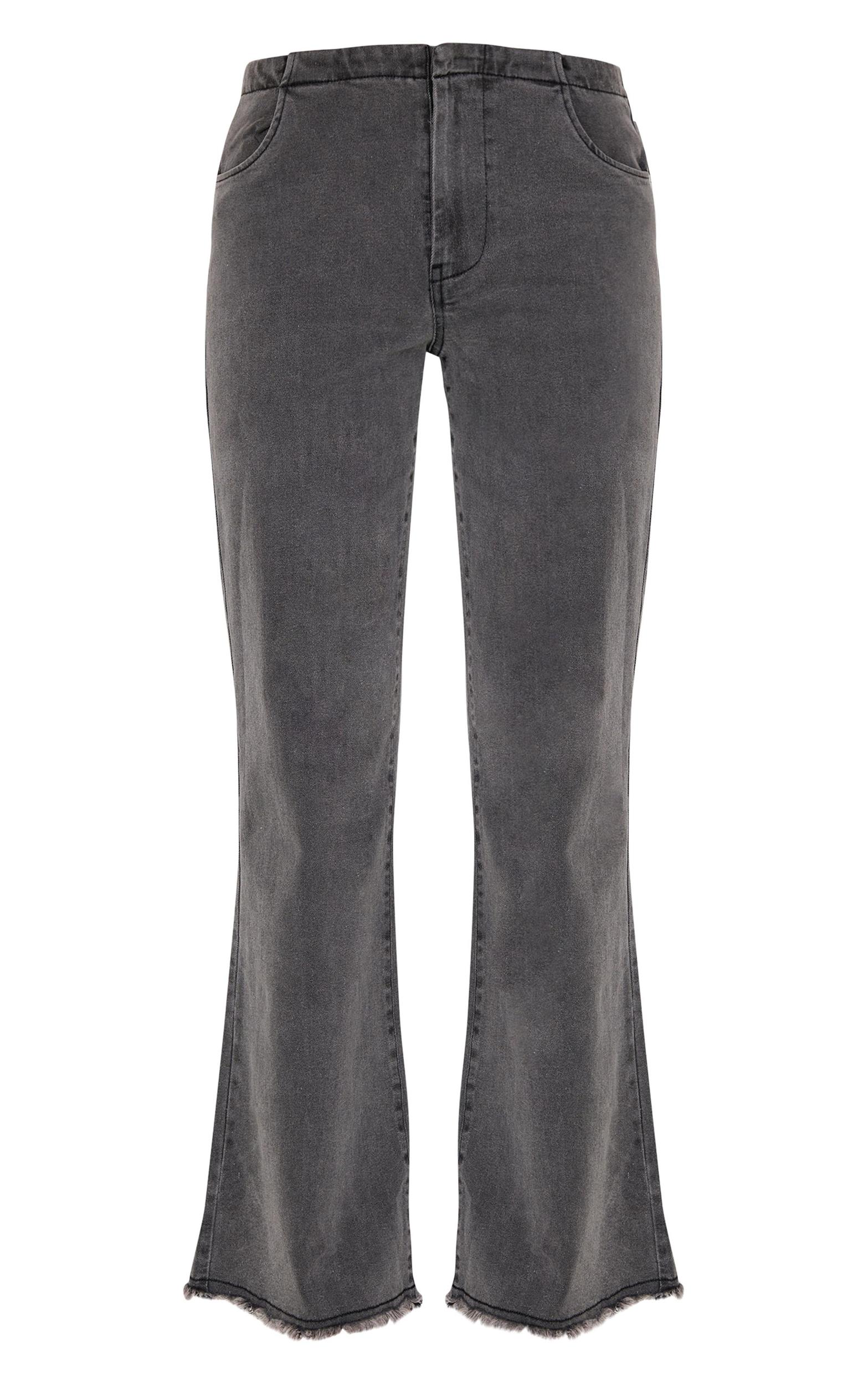 Washed Black Invisible Waistband Low Rise Straight Leg Jeans Product Image