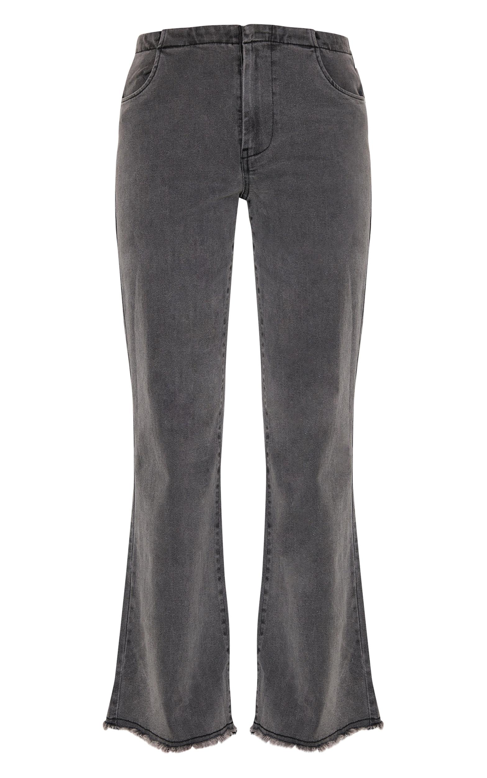 Washed Black Invisible Waistband Low Rise Straight Leg Jeans Product Image