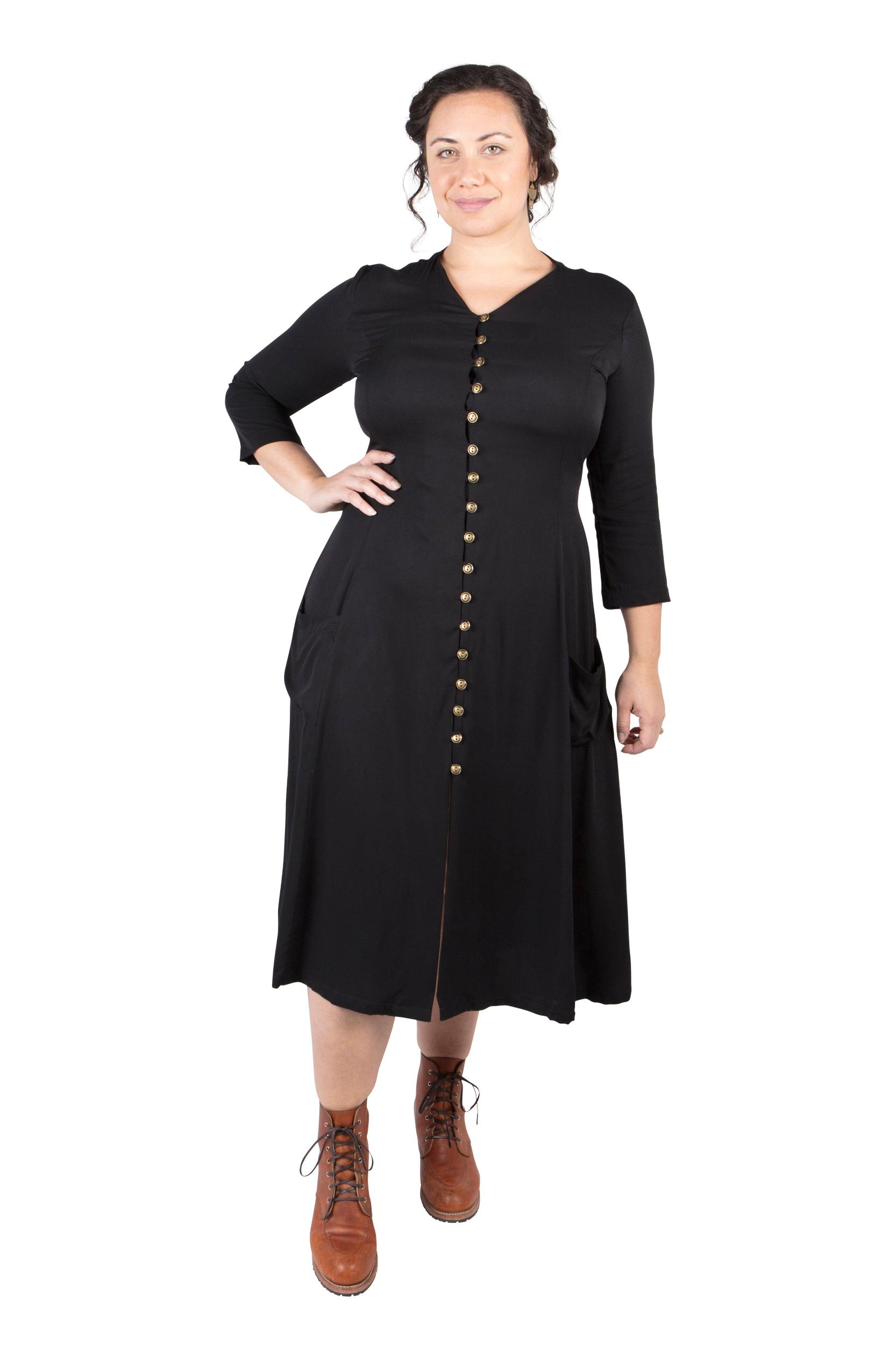 Fiona Dress in Black Challis Product Image