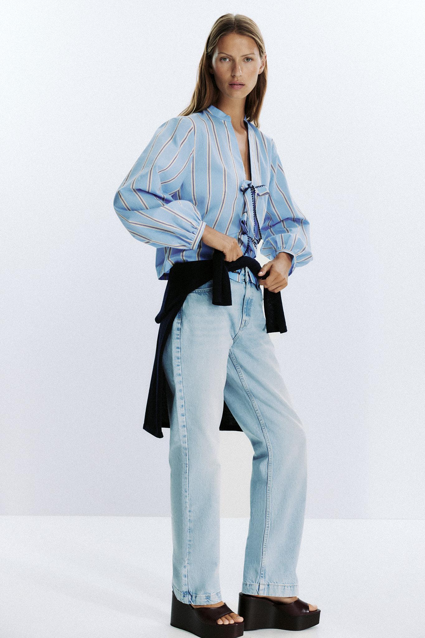 STRIPED POPLIN SHIRT WITH TIES Product Image