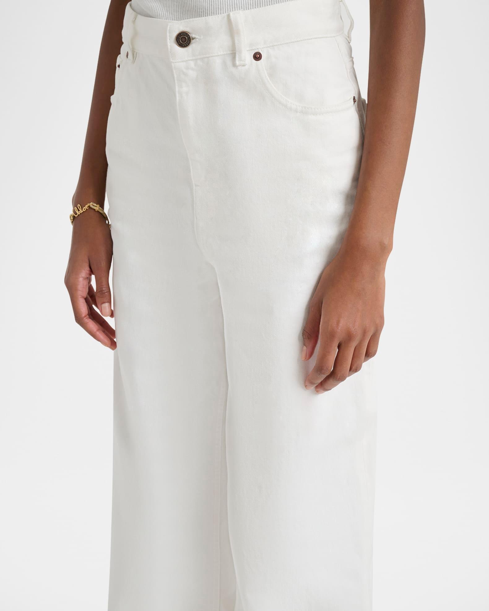 High-Rise White Denim Wide-Leg Palazzo Pants Product Image