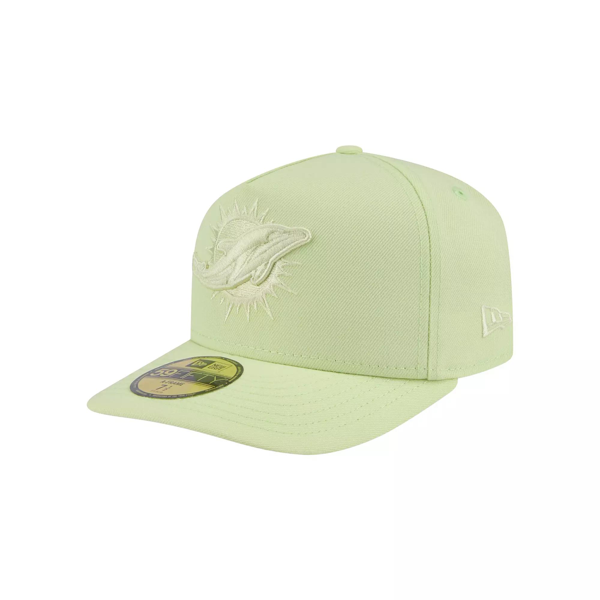 Men's New Era Light Green Miami Dolphins Color Pack A-Frame 59FIFTY Fitted Hat,  Product Image