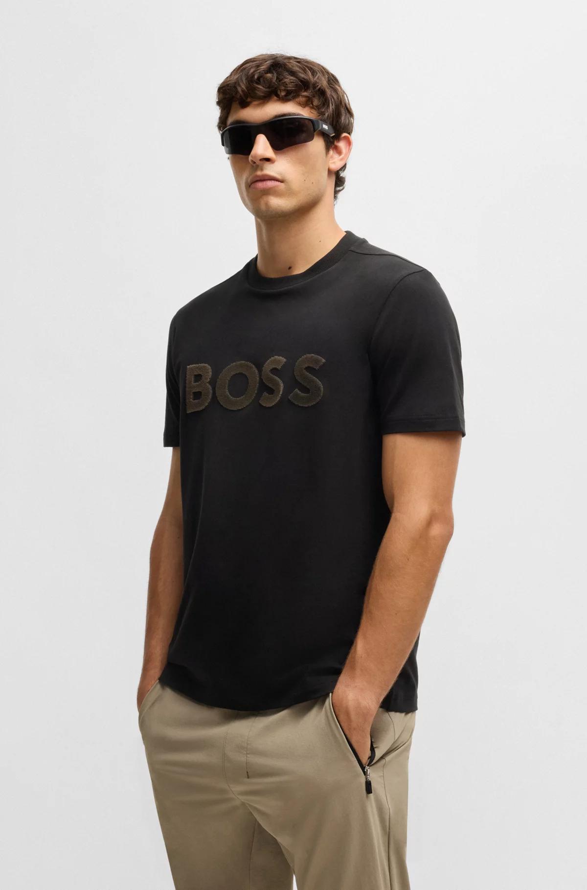Boss Stretch-Cotton T-Shirt with Large Logo Product Image