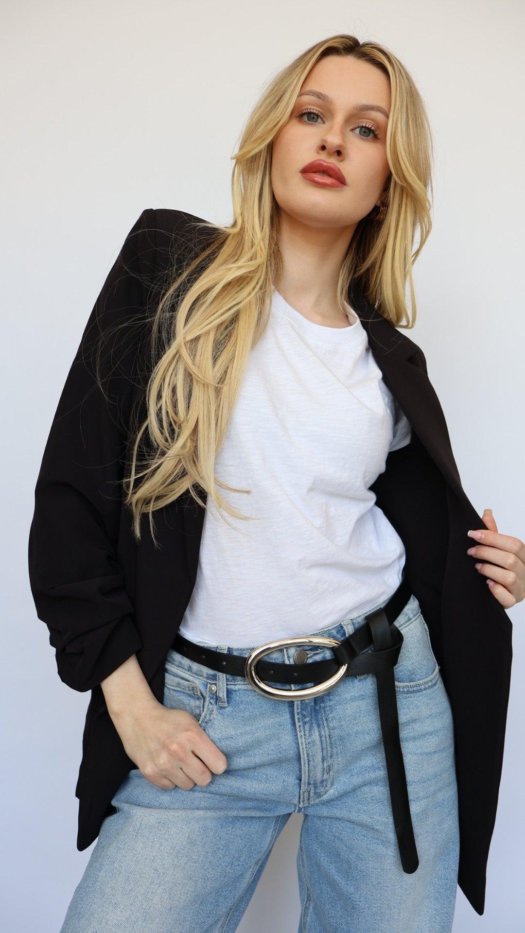 3/4 Ruched Sleeve Blazer Product Image