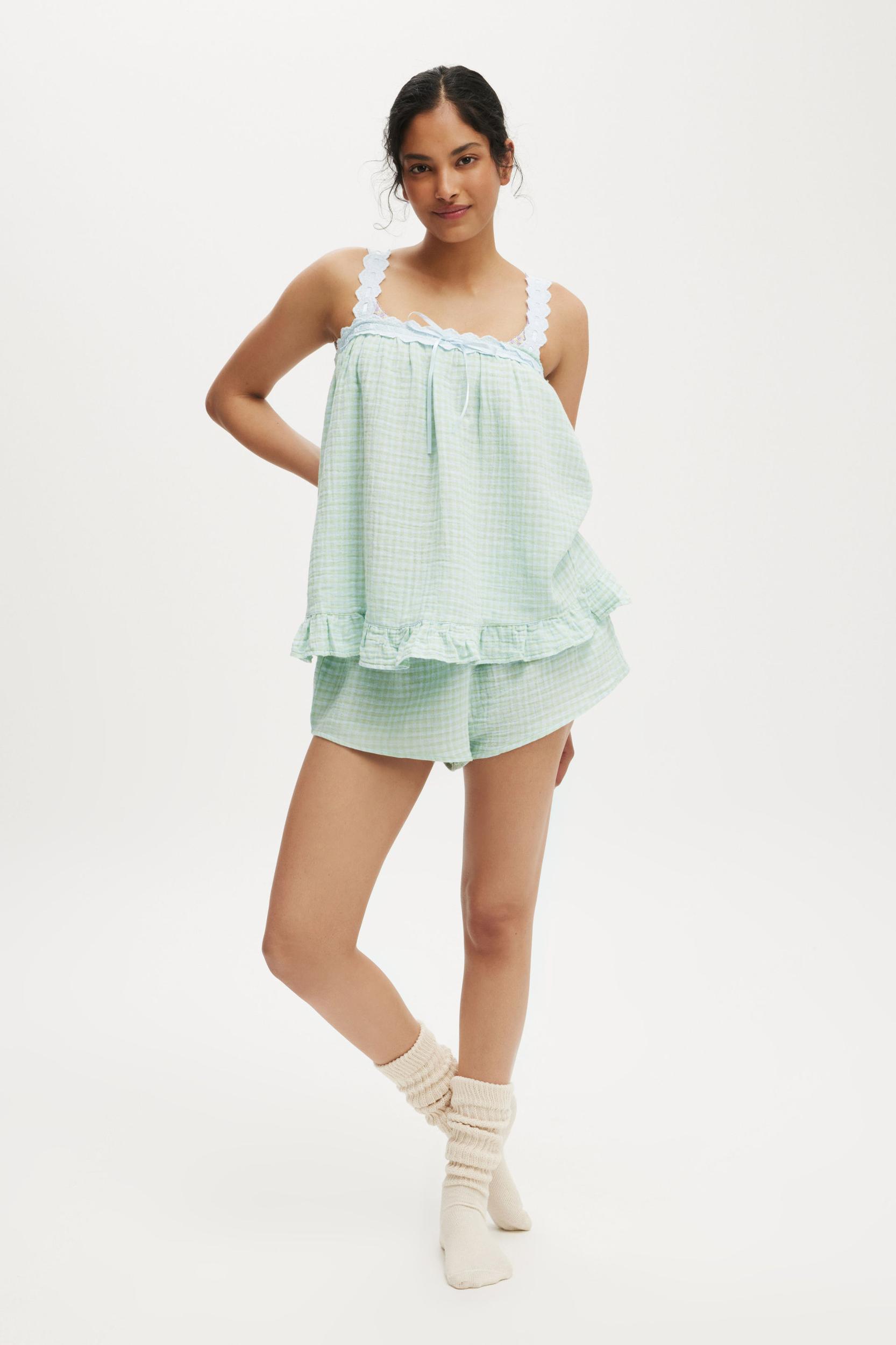 Lace Trim Babydoll Cami Set Product Image