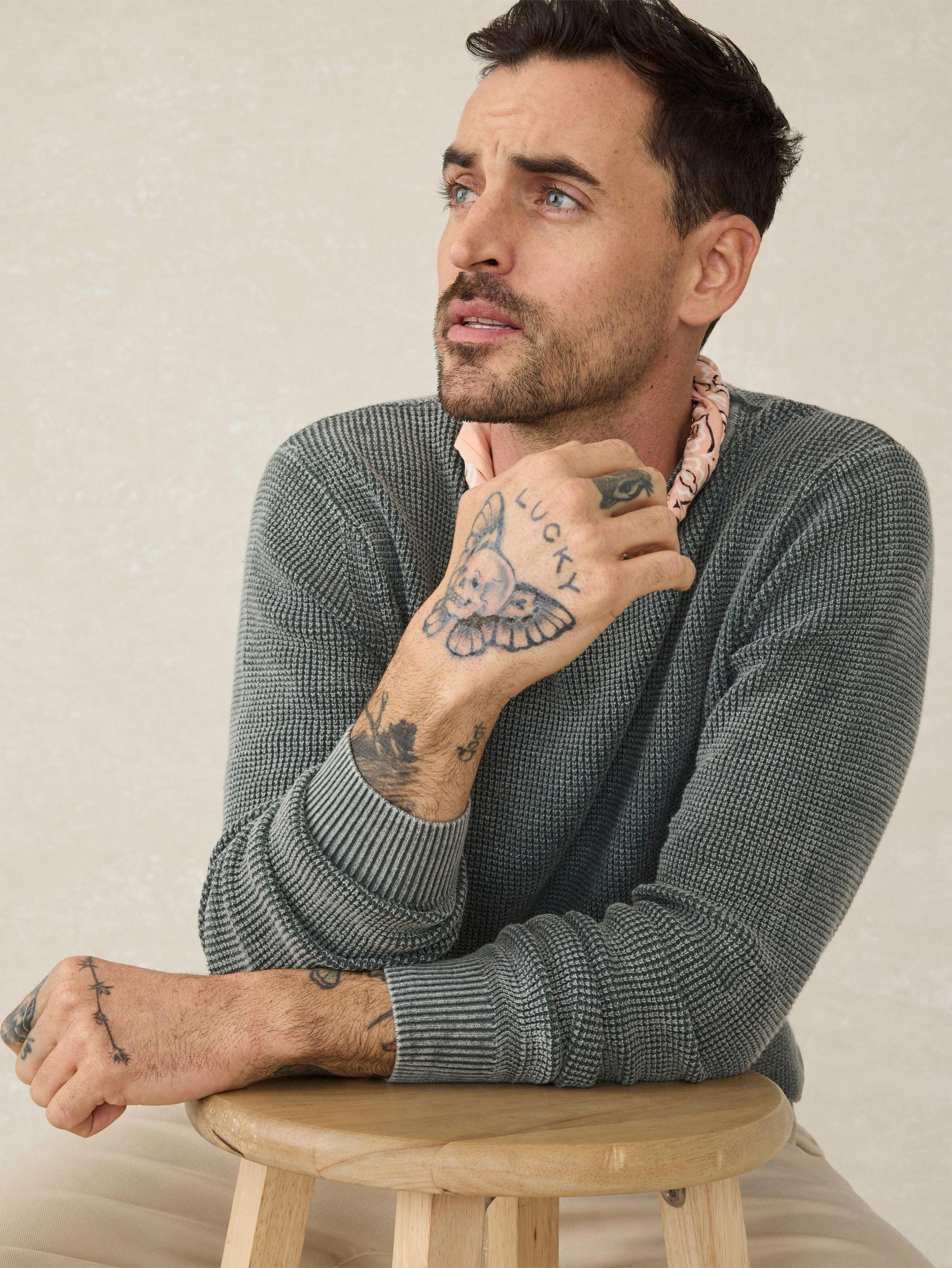 Sunwashed Crewneck Sweater - Mountain Olive Male Product Image