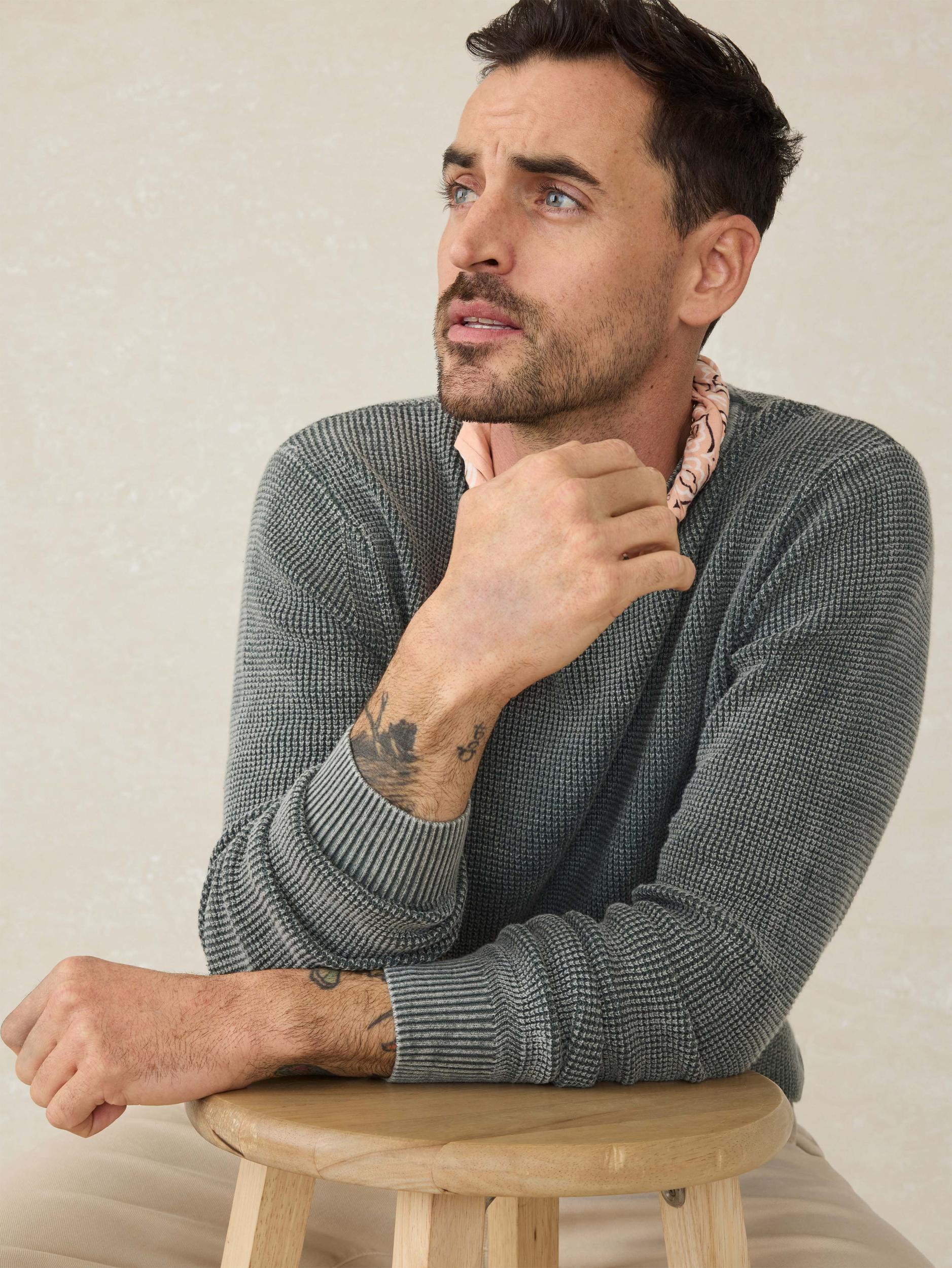 Sunwashed Crewneck Sweater - Mountain Olive Male Product Image