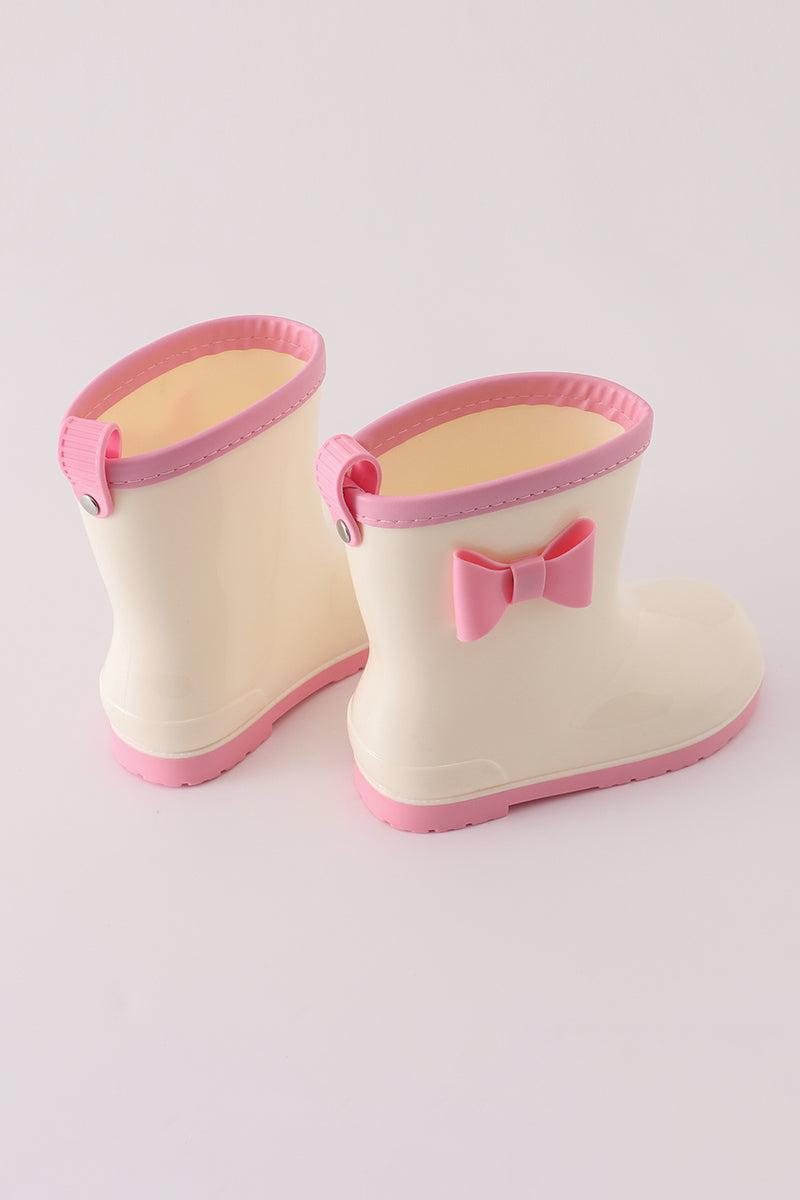 Pink & white bow rain boots Product Image