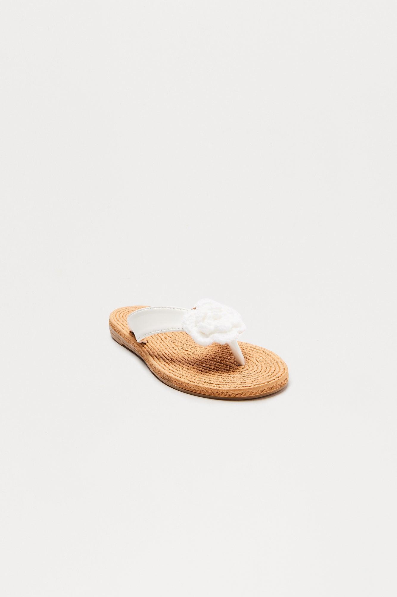 Vega Flower Flip Flops - White Product Image