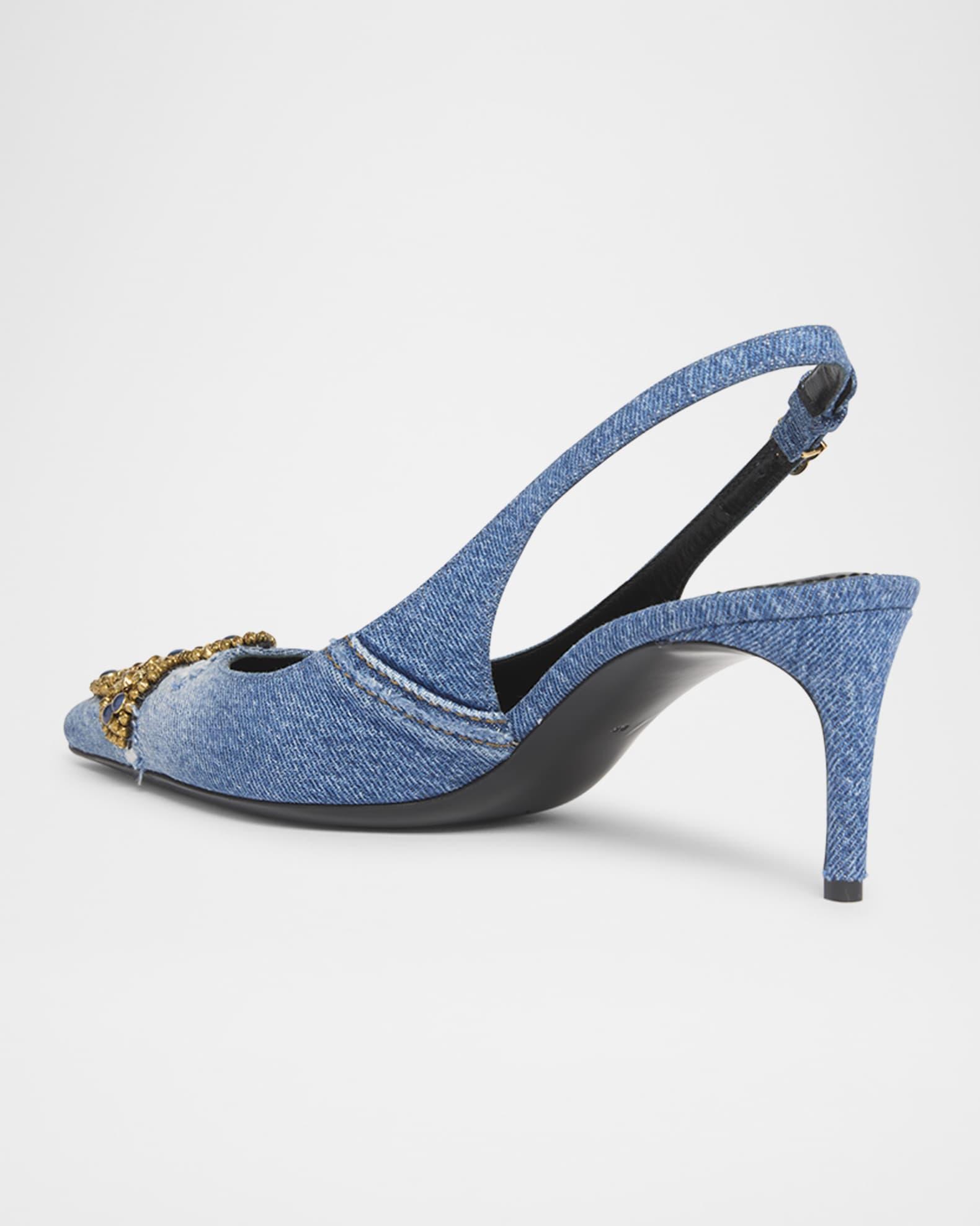 Cross Denim Slingback Pumps Product Image