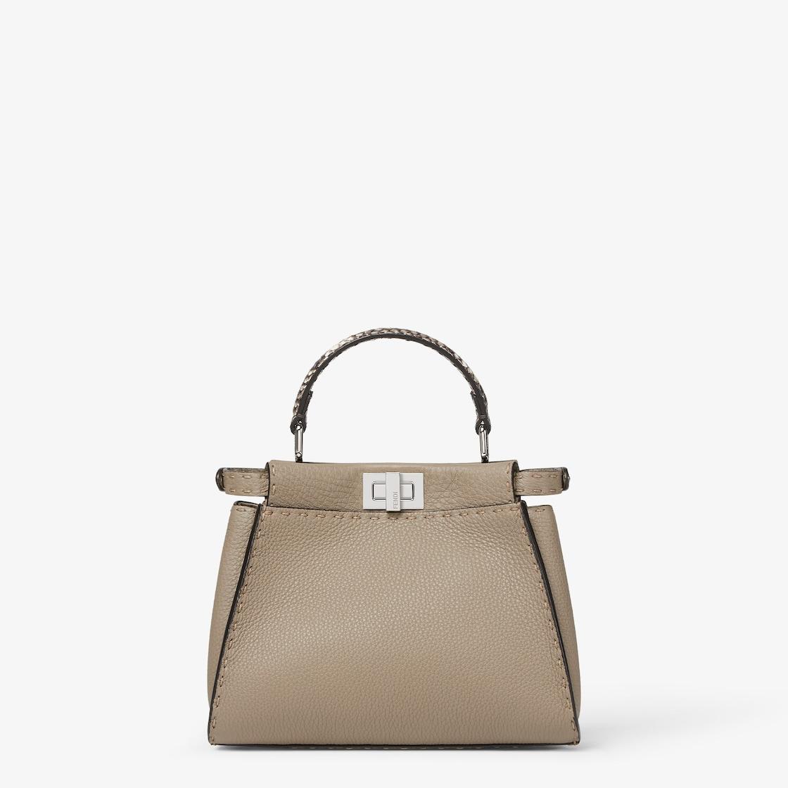 Peekaboo MiniDove gray Selleria bag with 1048 hand-sewn topstitches Product Image