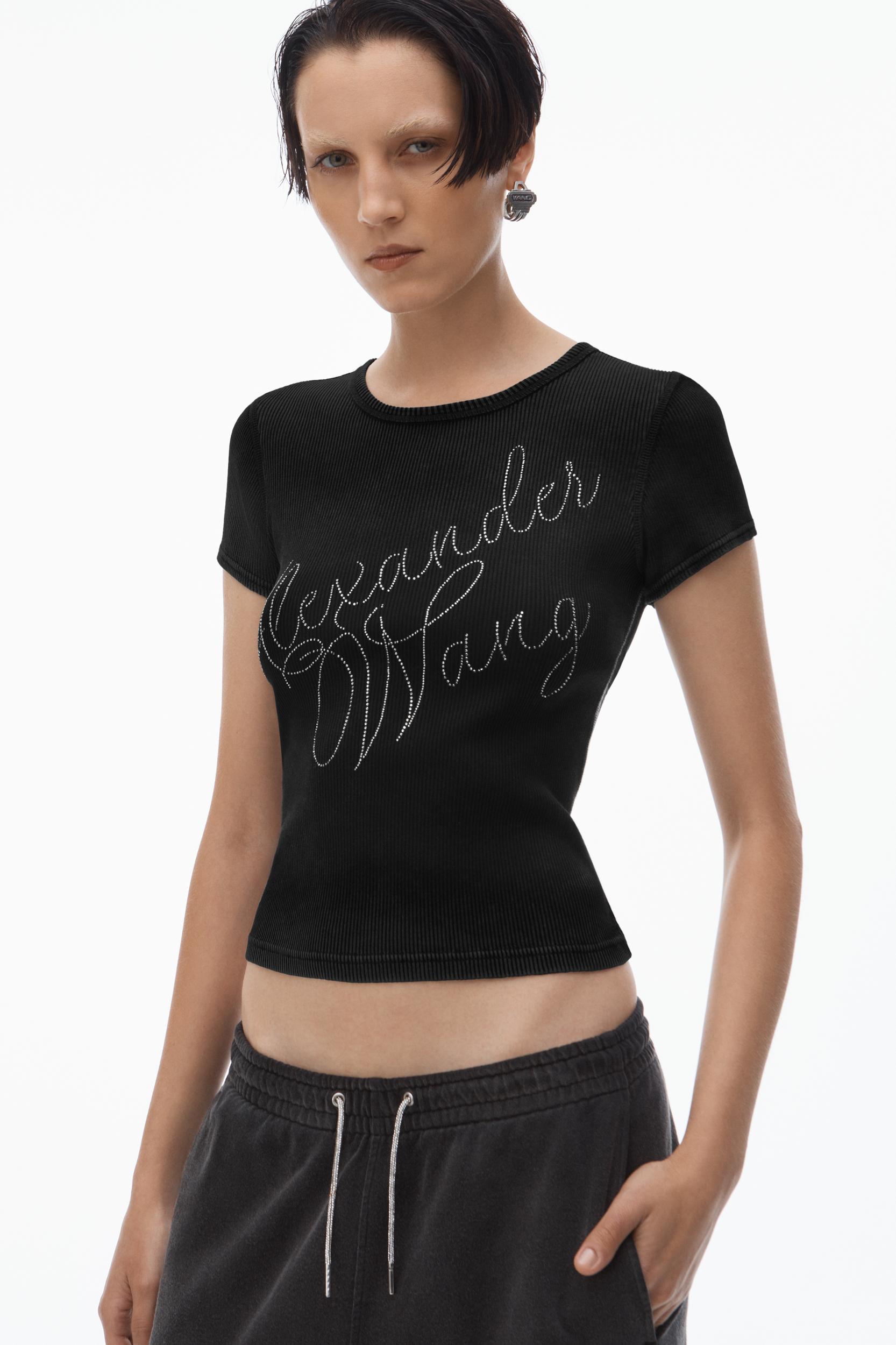 Crystal Hotfix Tee In Ribbed Jersey Product Image