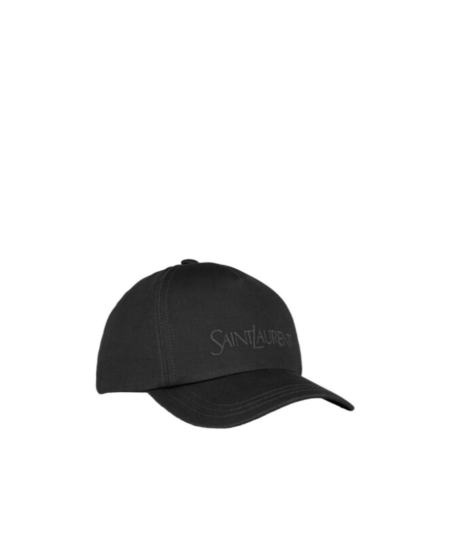 SAINT LAURENT Cotton And Linen Baseball Cap Men In Black Product Image