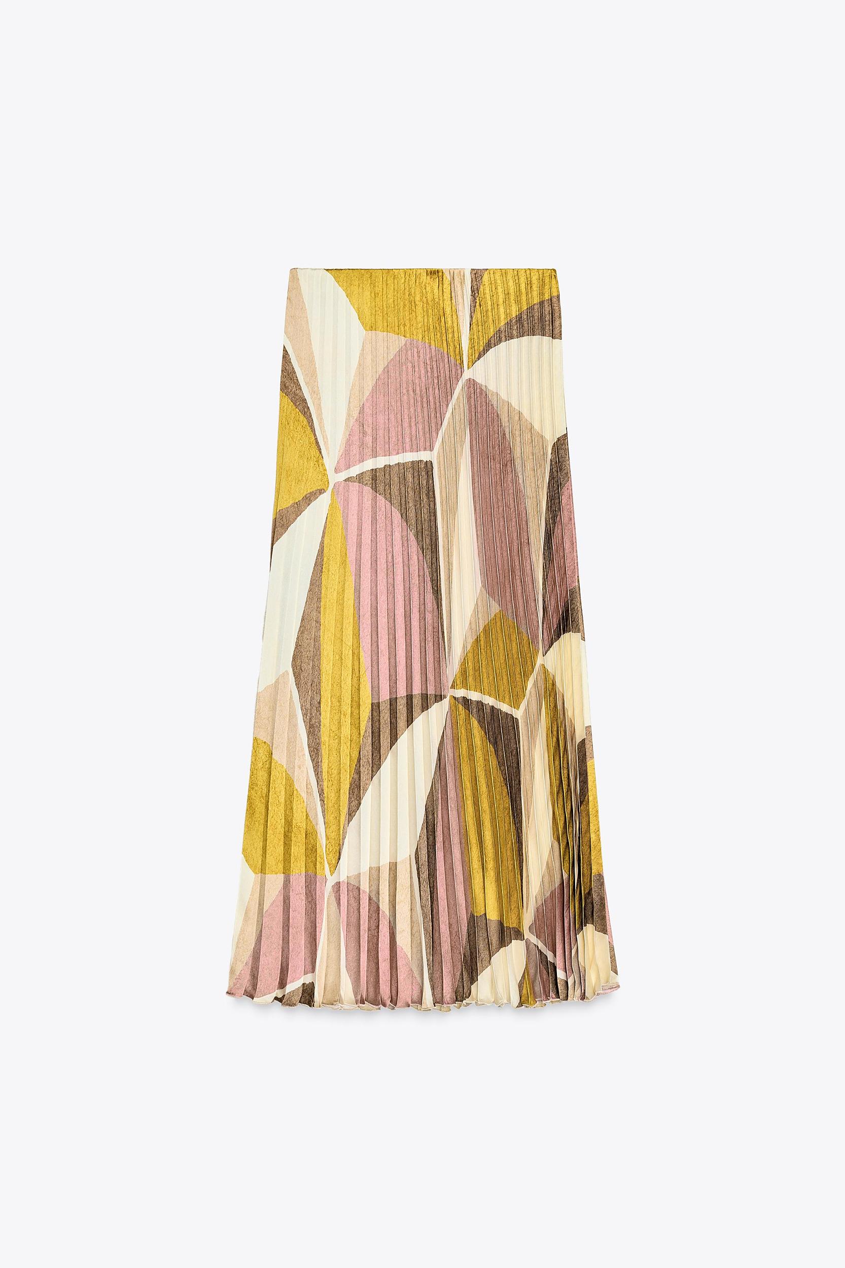 GEOMETRIC PRINT PLEATED SKIRT Product Image