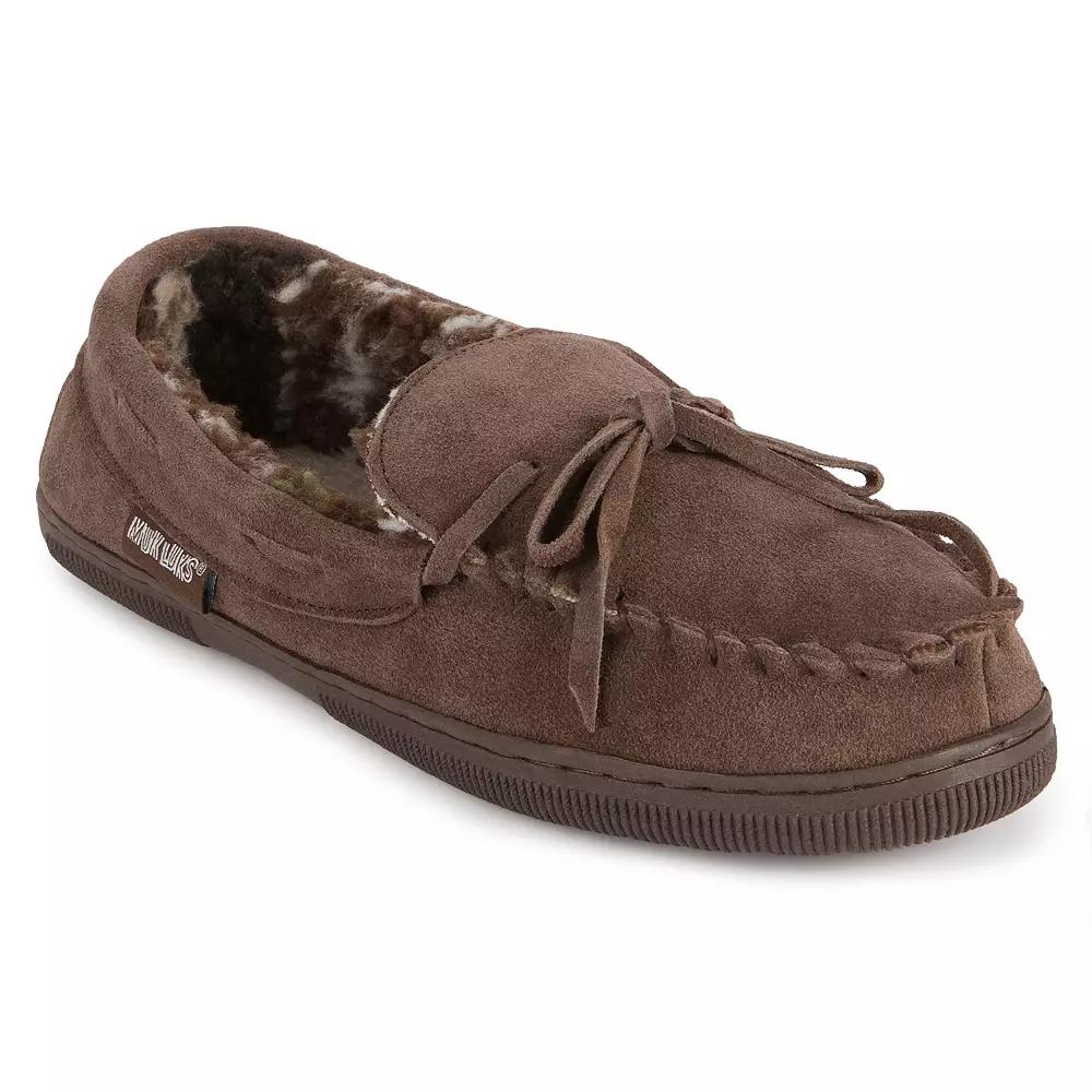 MUK LUKS Paul Men's Printed Berber Suede Moccasin Slippers,  Product Image
