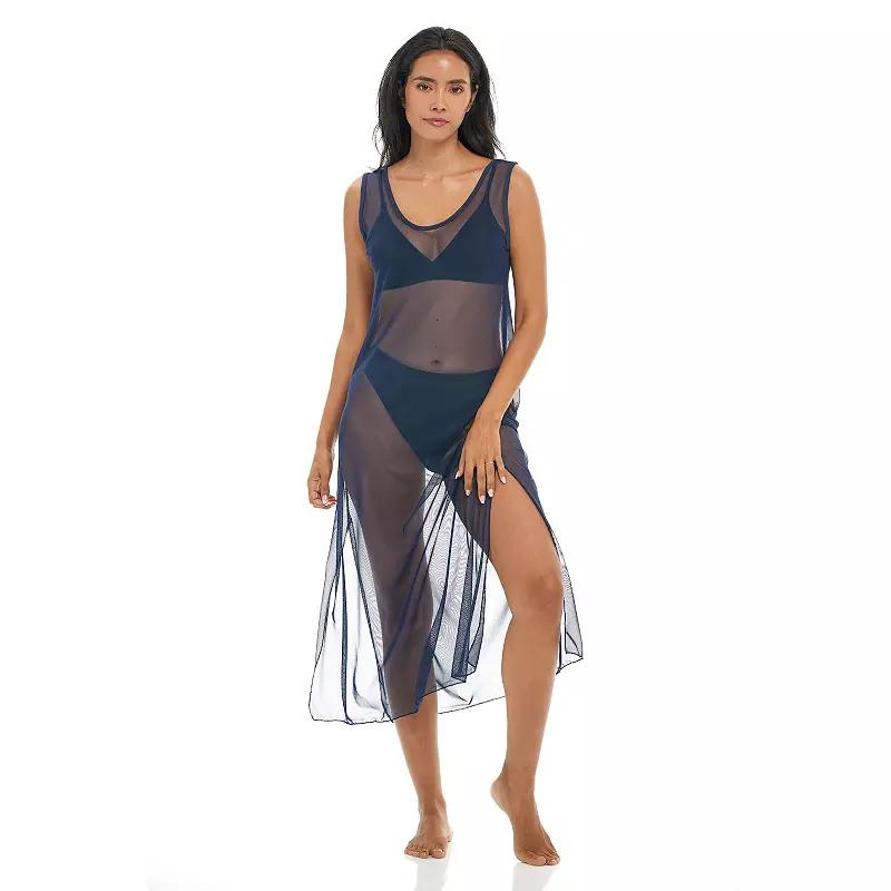 Women's Jordan Taylor Solid Mesh Maxi Dress Swim Cover Up, Size: Large, Blue Product Image
