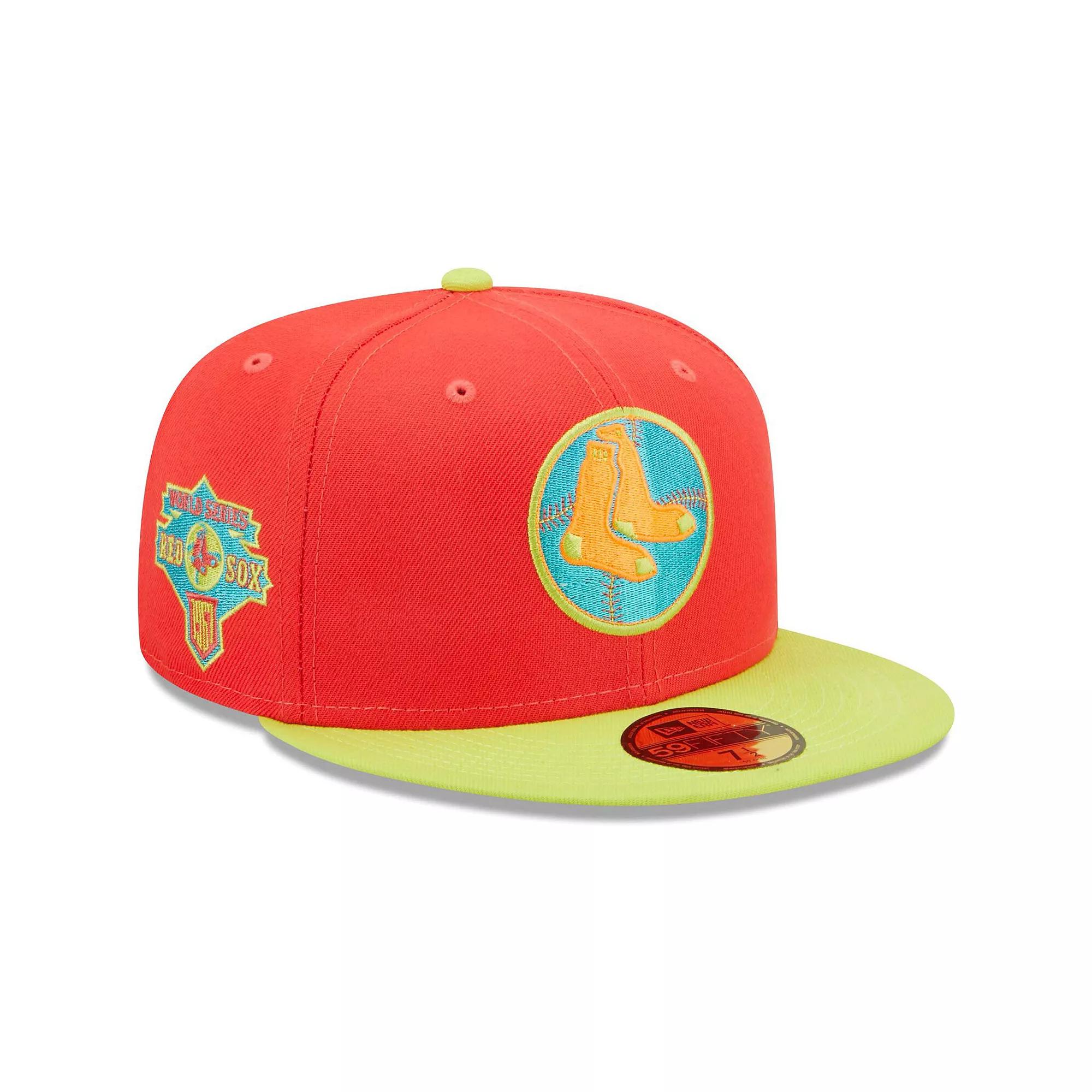 Men's New Era Red/Neon Green Boston Red Sox   Lava Highlighter Combo 59FIFTY Fitted Hat, Size: 7 1/4 Product Image