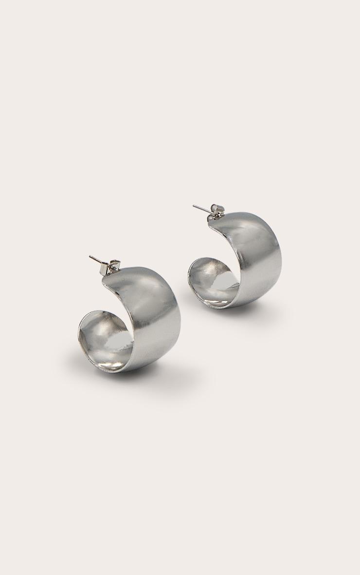  Silver Wide Chunky Medium Hoop Earrings Product Image