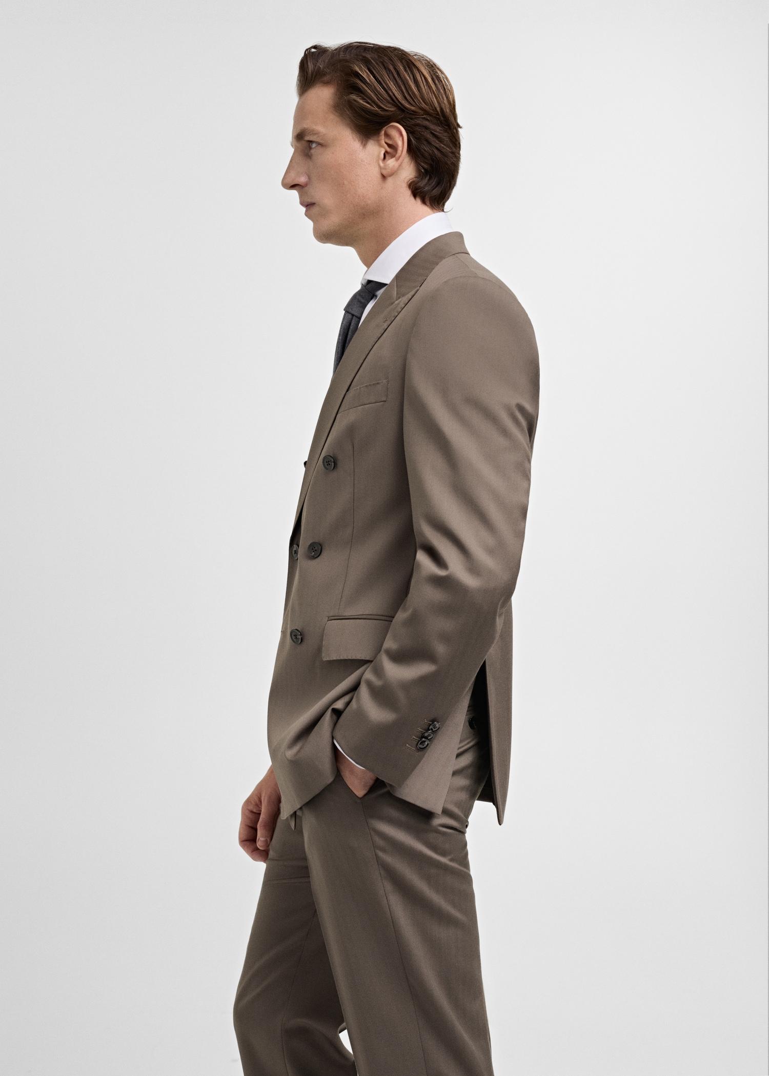 100% wool double-breasted herringbone suit blazer - Men | MANGO USA Product Image