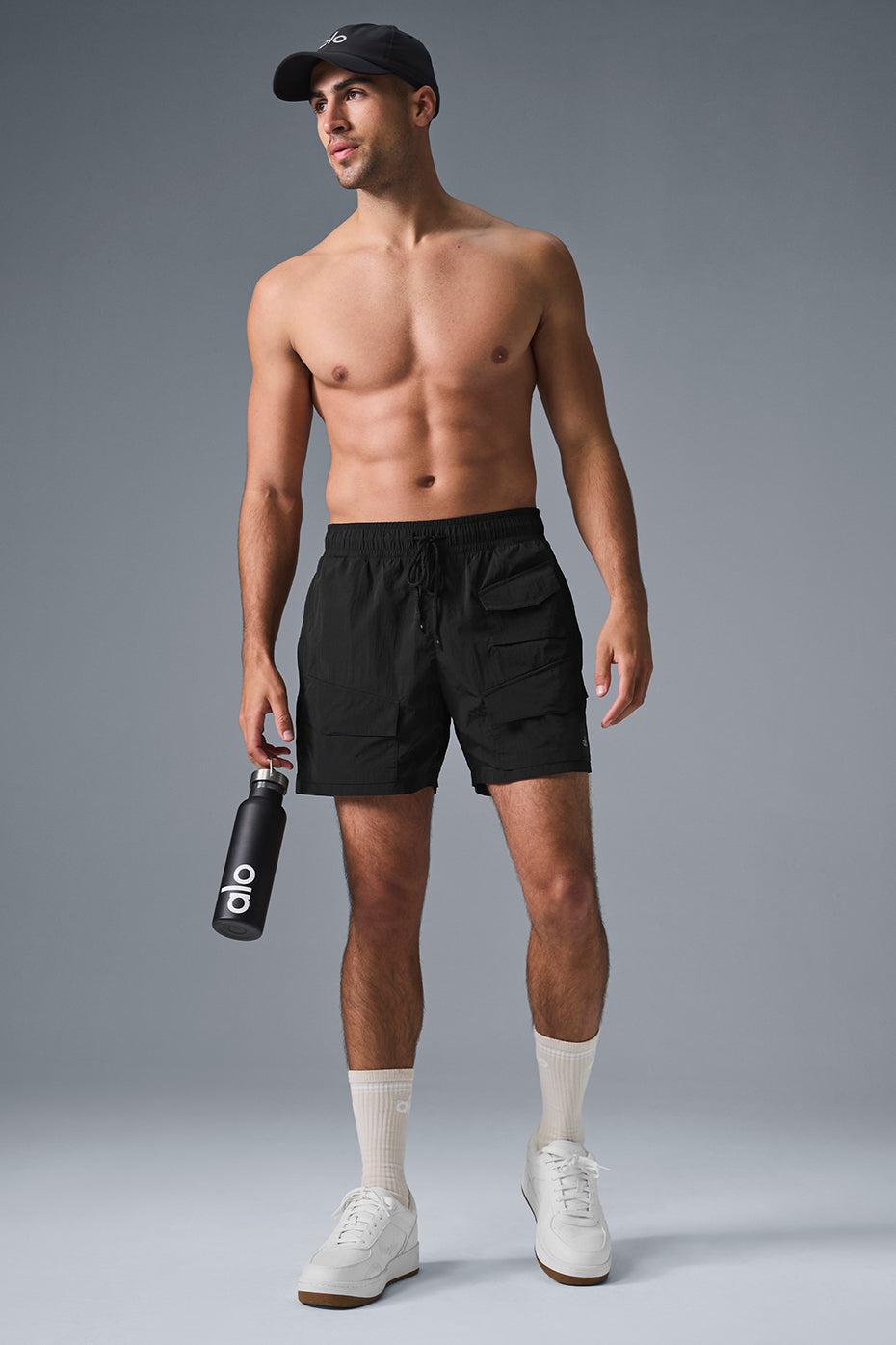 7" Crinkle Nylon Excursion Cargo Short - Black Product Image