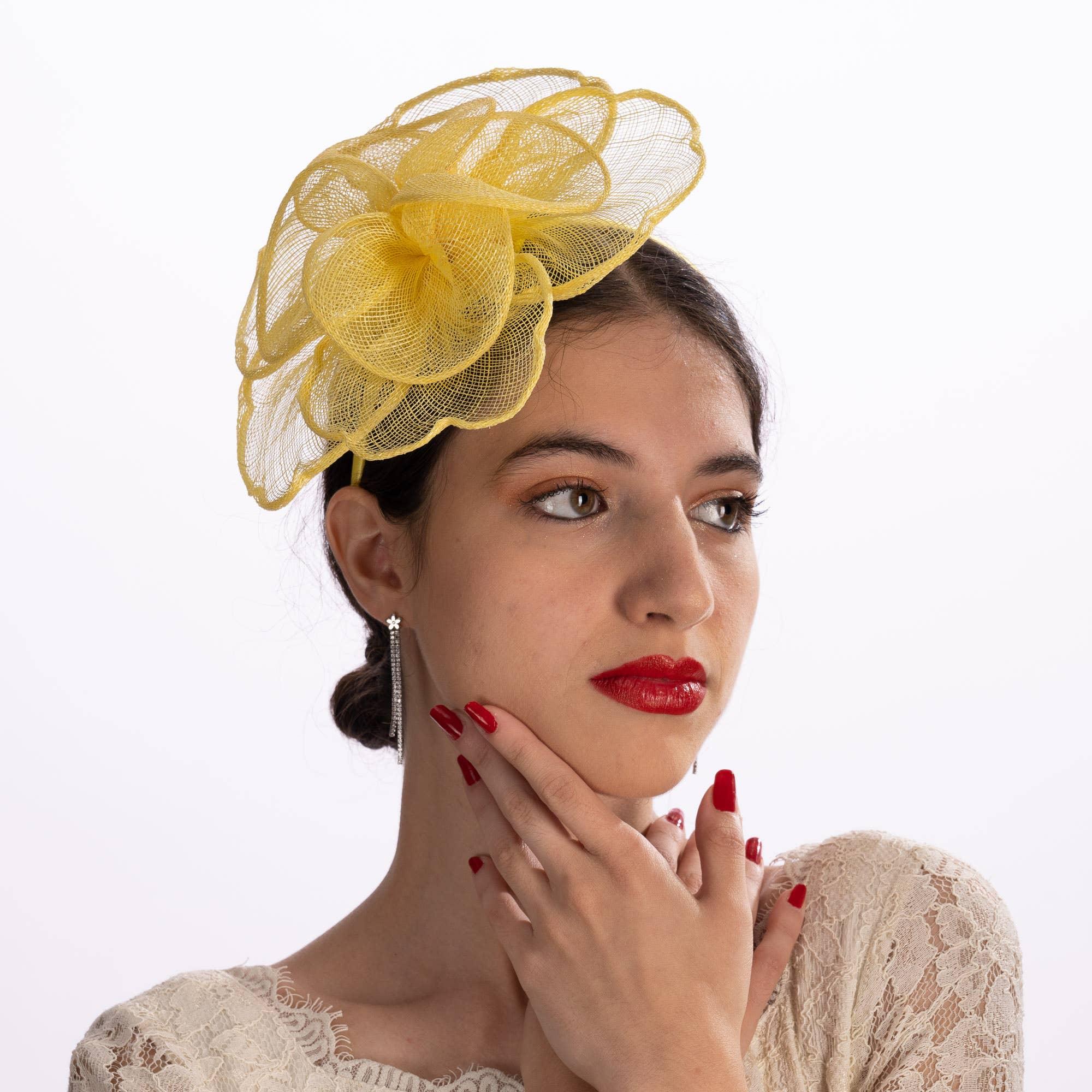 Sinamay Peony Pedal Narrow Headband Fascinator Product Image