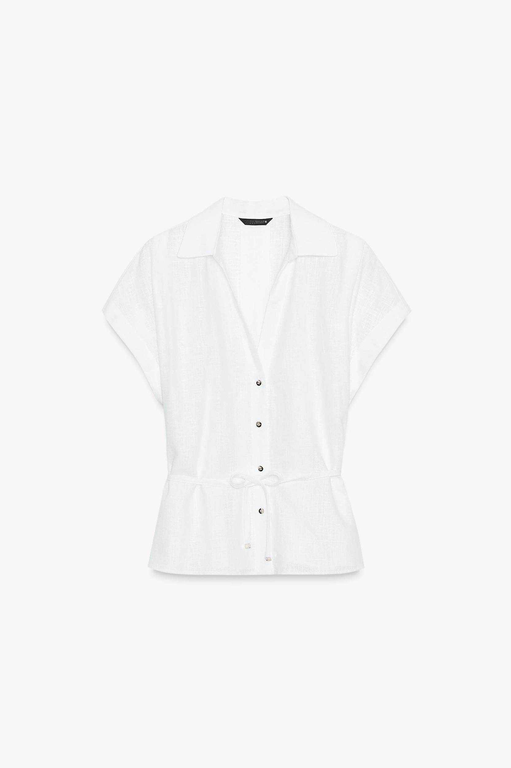 BELTED LINEN BLOUSE Product Image